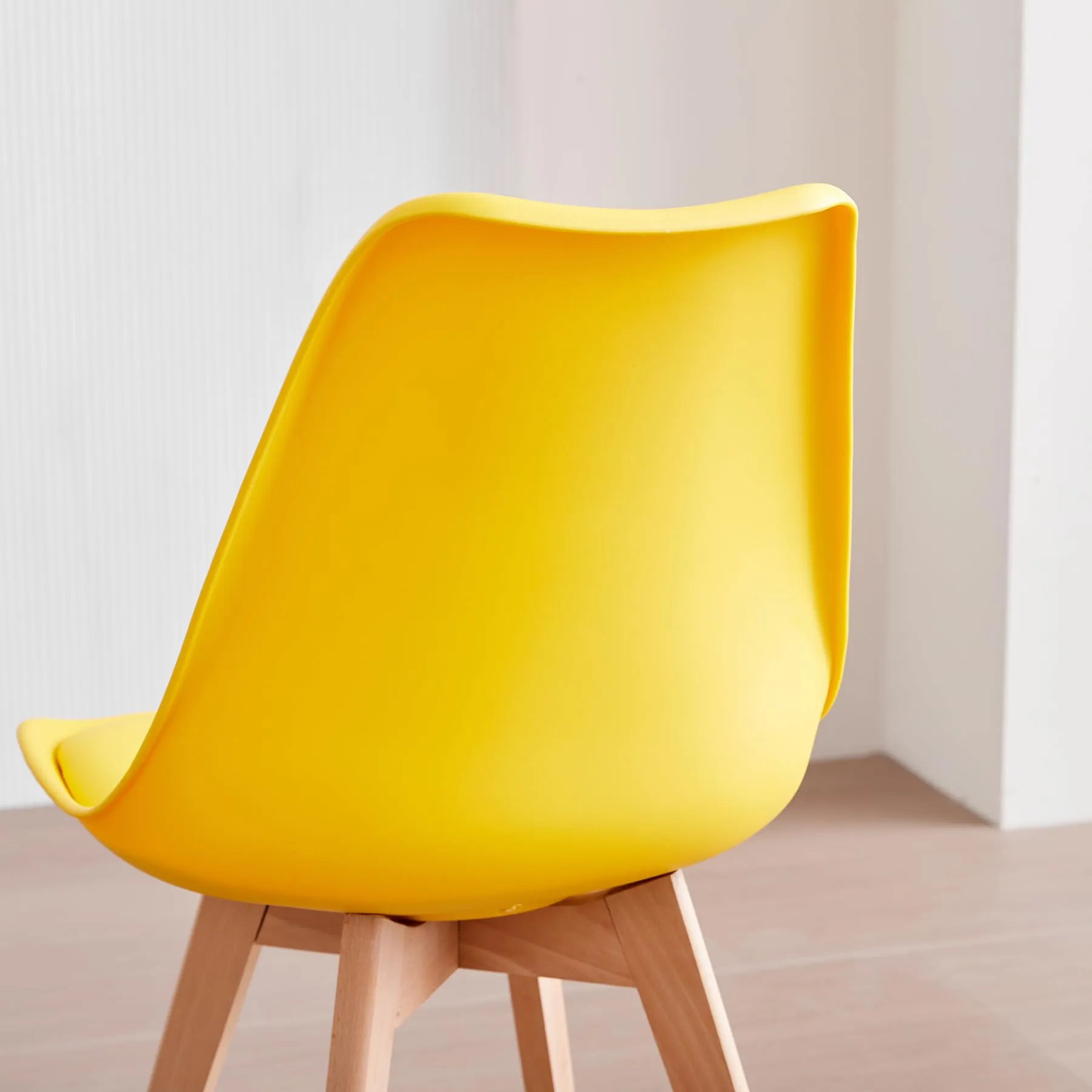 JZGORC Set di 8 Sedie da Pranzo Moderne, Cuscini Imbottiti e Gambe in Legno di Faggio - Giallo - immagine 7