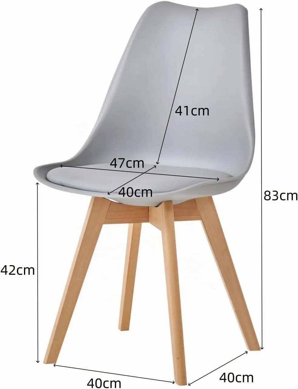 JZGORC Set di 8 Sedie da Sala da Pranzo e Cucina in Stile Nordico con Gambe in Faggio Massello, Grigio - immagine 5