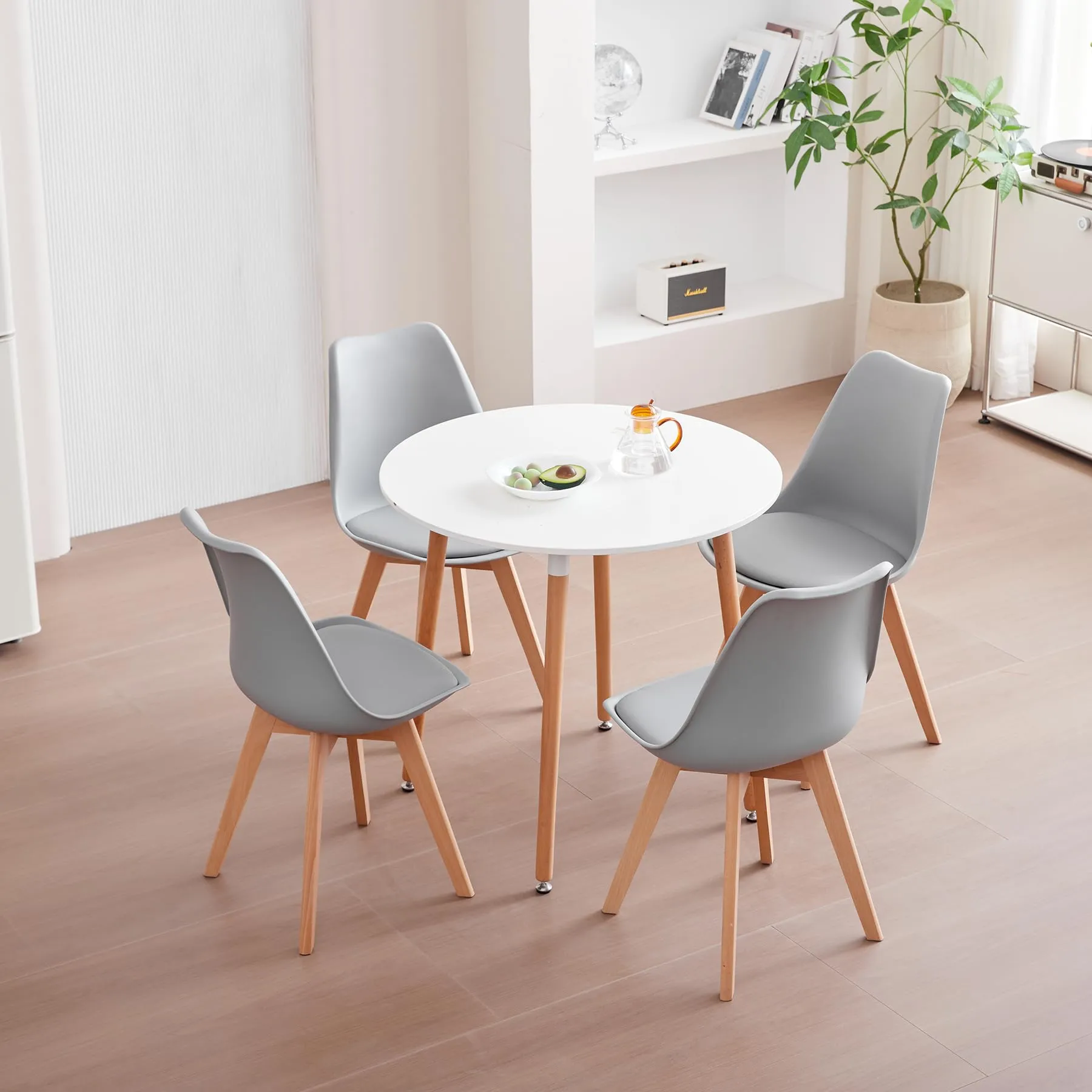 JZGORC Set di 8 Sedie da Sala da Pranzo e Cucina in Stile Nordico con Gambe in Faggio Massello, Grigio - immagine 7