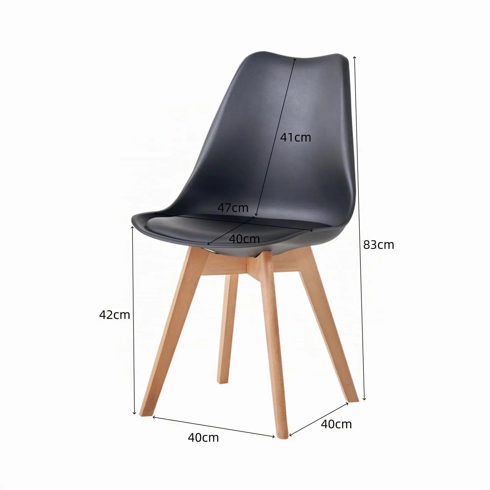 JZGORC Set di 8 Sedie da Sala da Pranzo e Cucina in Stile Nordico con Gambe in Faggio Massello, Nero - immagine 5