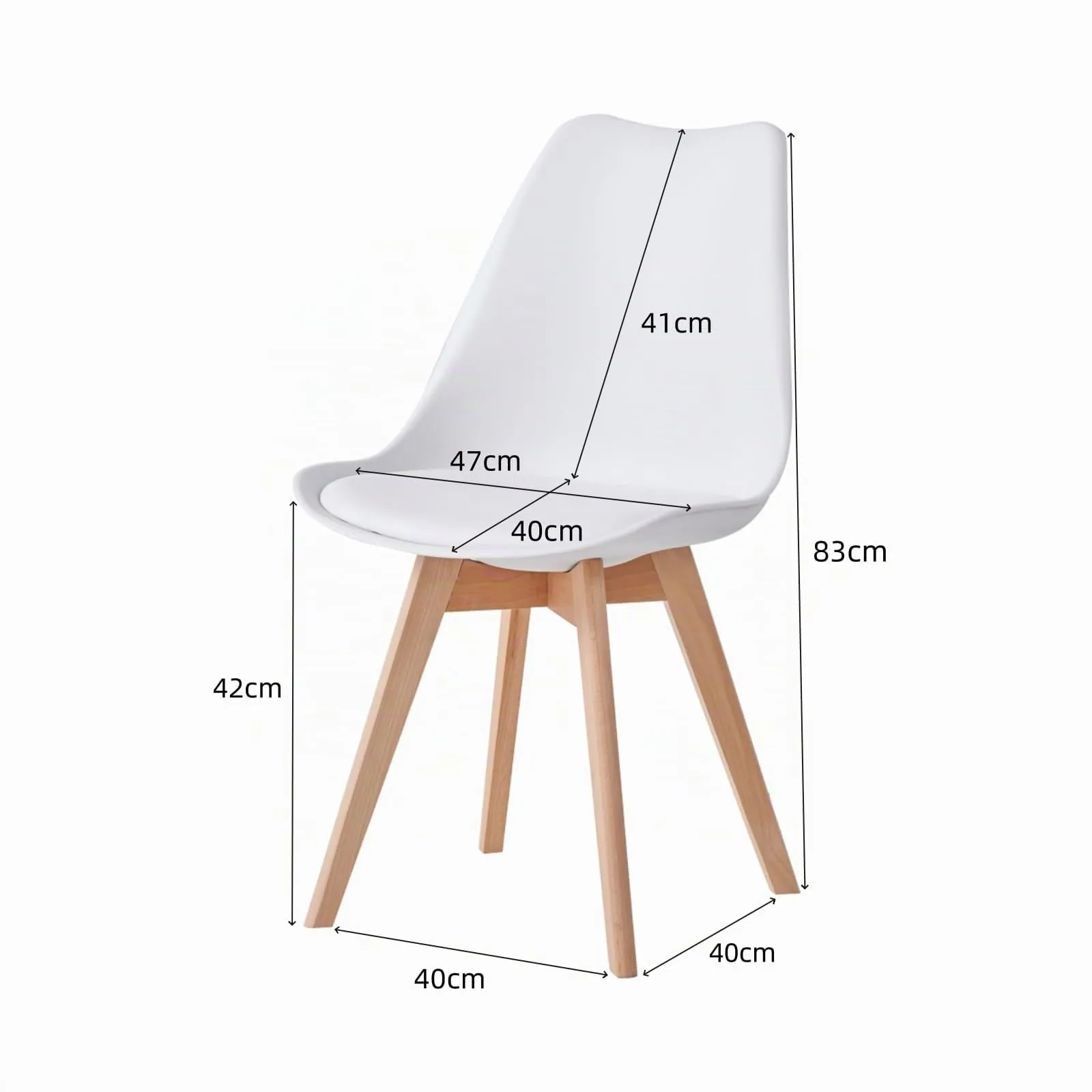 JZGORC Set di 8 Sedie da Sala da Pranzo e Cucina in Stile Nordico con Gambe in Faggio Massello, Bianco - immagine 5