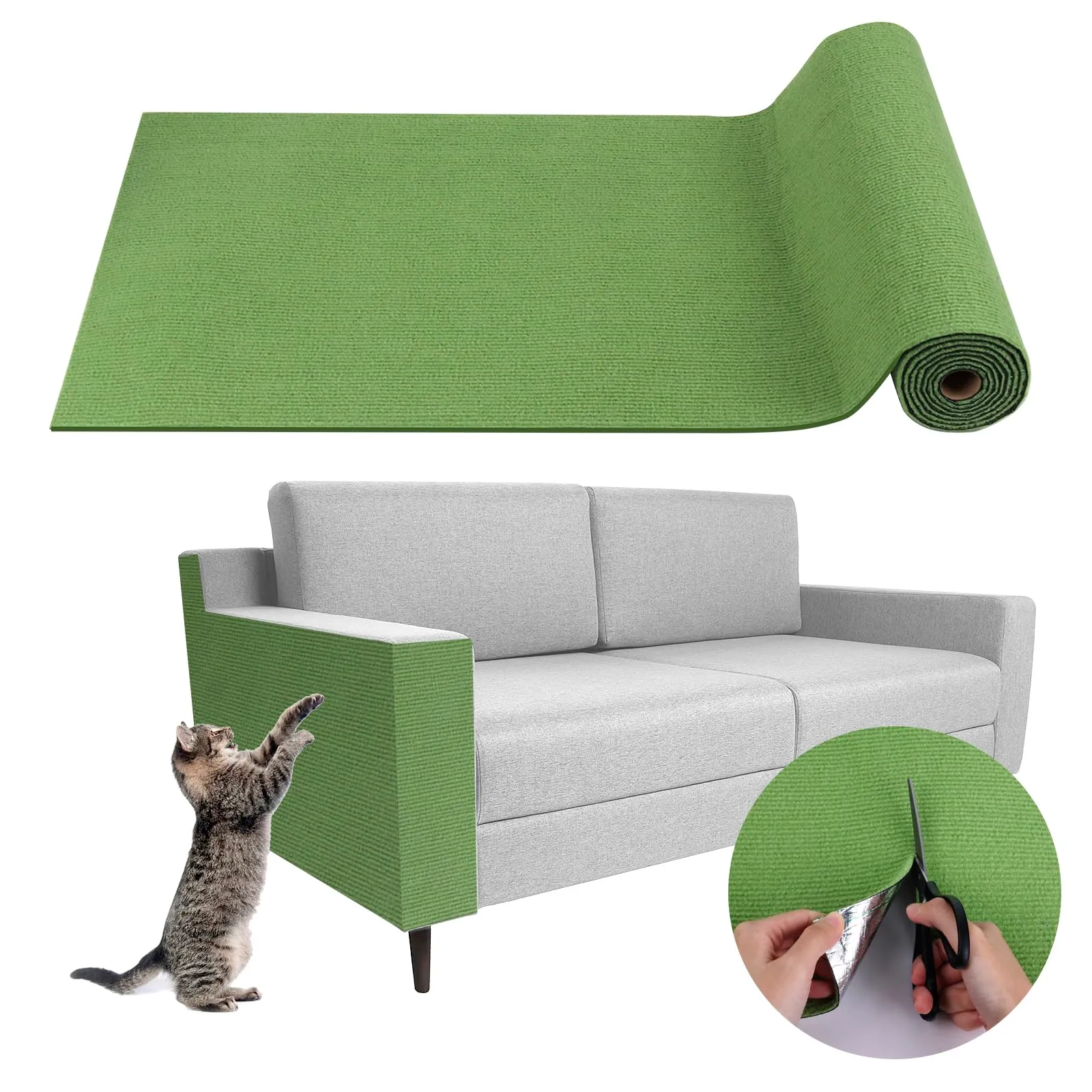 LSGCQ Tappeto Tiragraffi Adesivo Protezione Divano per Gatti, Feltro, Verde Frutta, 40×300cm - immagine 1