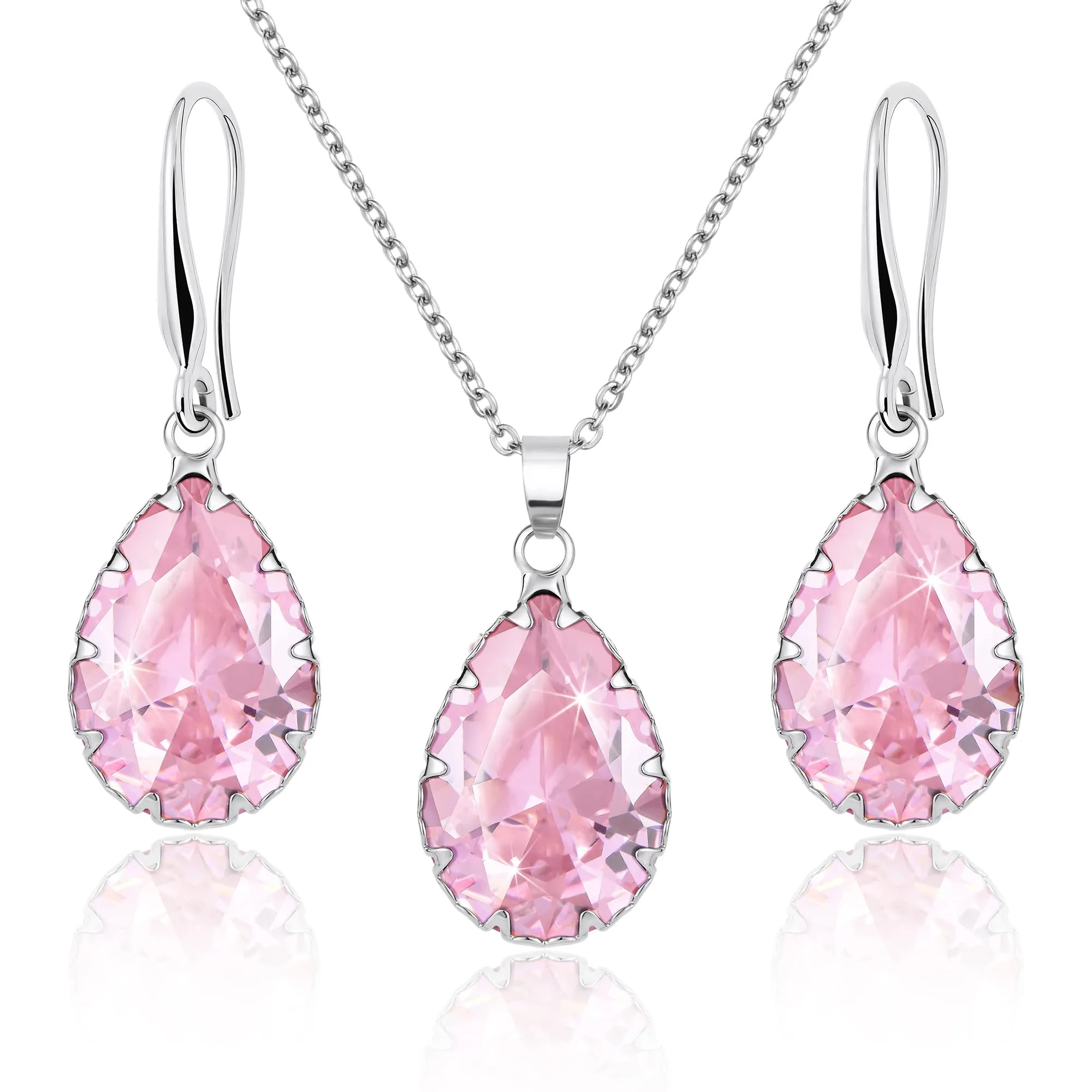 Linawe Set di gioielli in argento e rosa con collana e orecchini - immagine 1