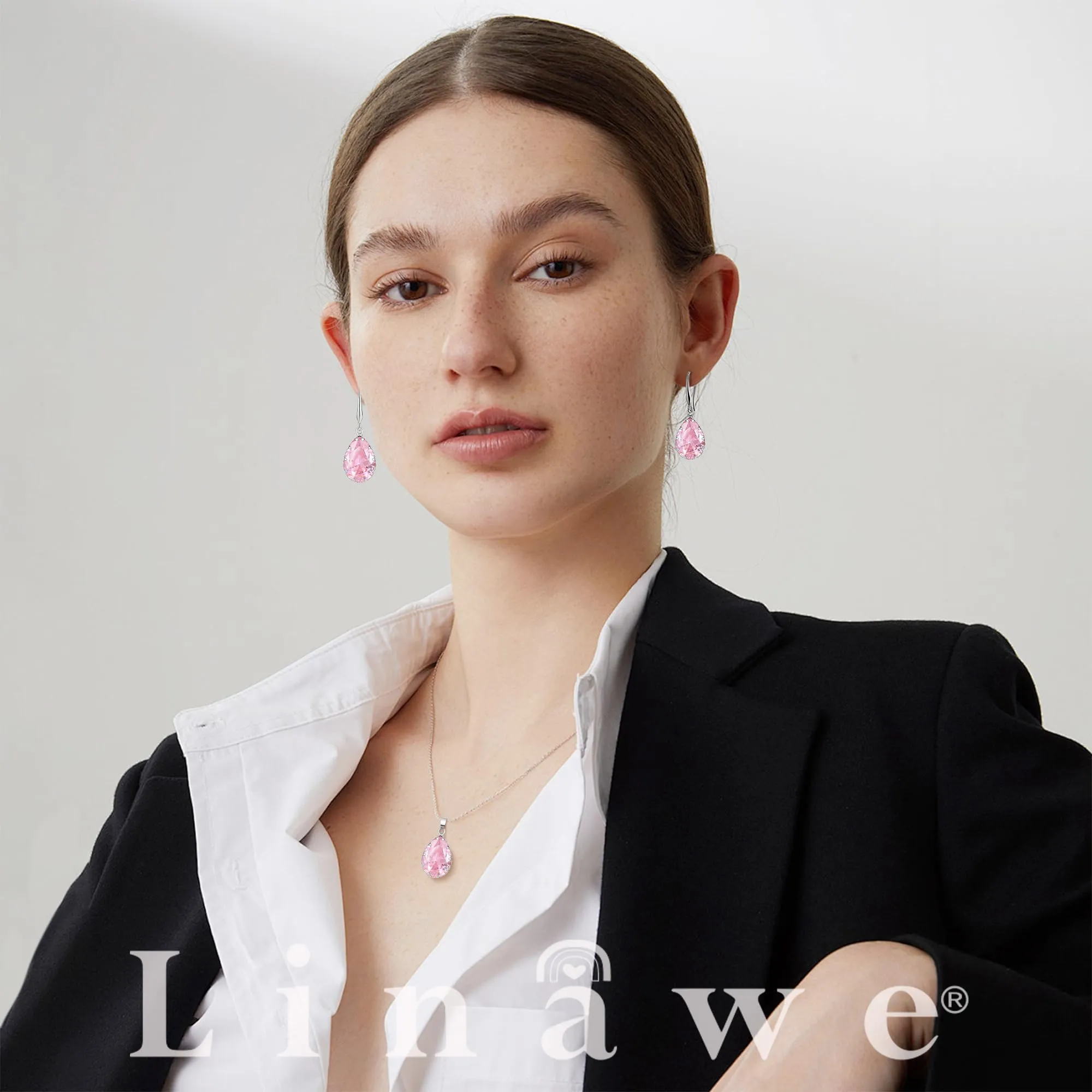 Linawe Set di gioielli in argento e rosa con collana e orecchini - immagine 3
