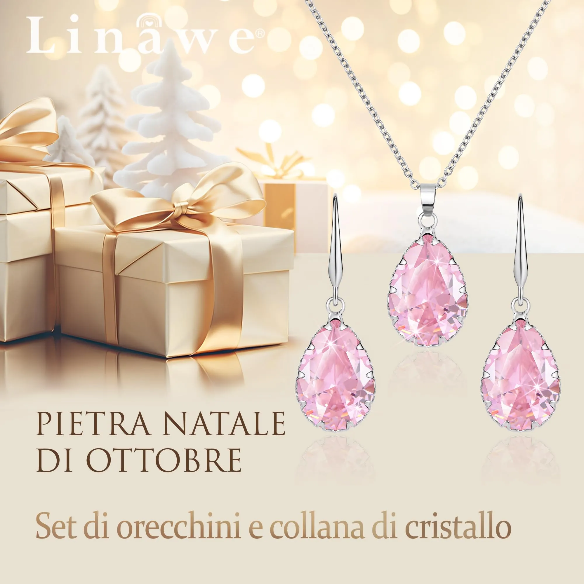Linawe Set di gioielli in argento e rosa con collana e orecchini - immagine 5