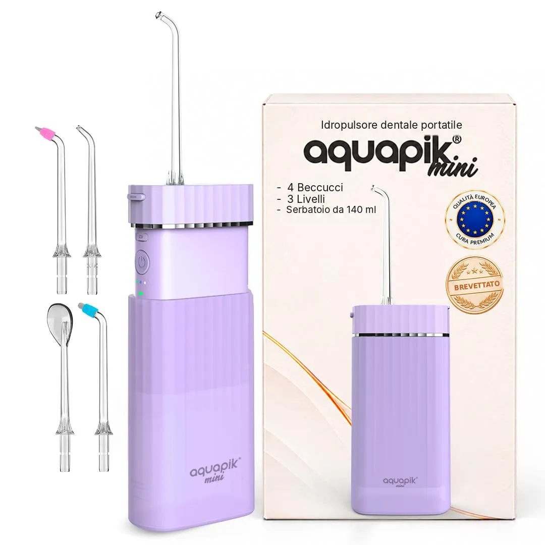 Boston Tech Aquapik Mini Idropulsore Dentale Portatile, Serbatoio Telescopico 200 ml, USB-C, 3 Modalità, IPX8 - immagine 1