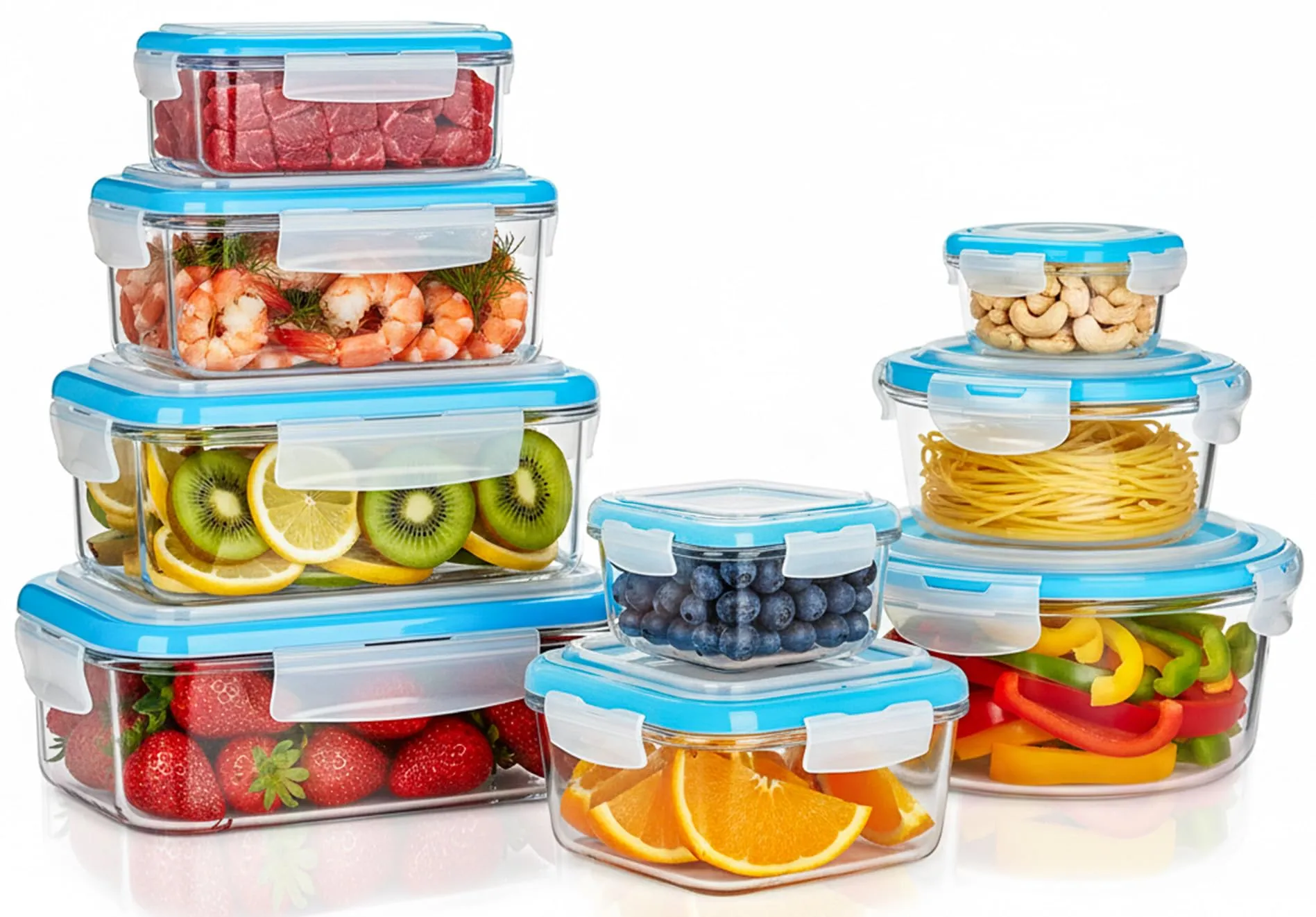 KICHLY Set di contenitori in vetro per alimenti, 18 pezzi (9 contenitori e 9 coperchi), Senza BPA - immagine 1