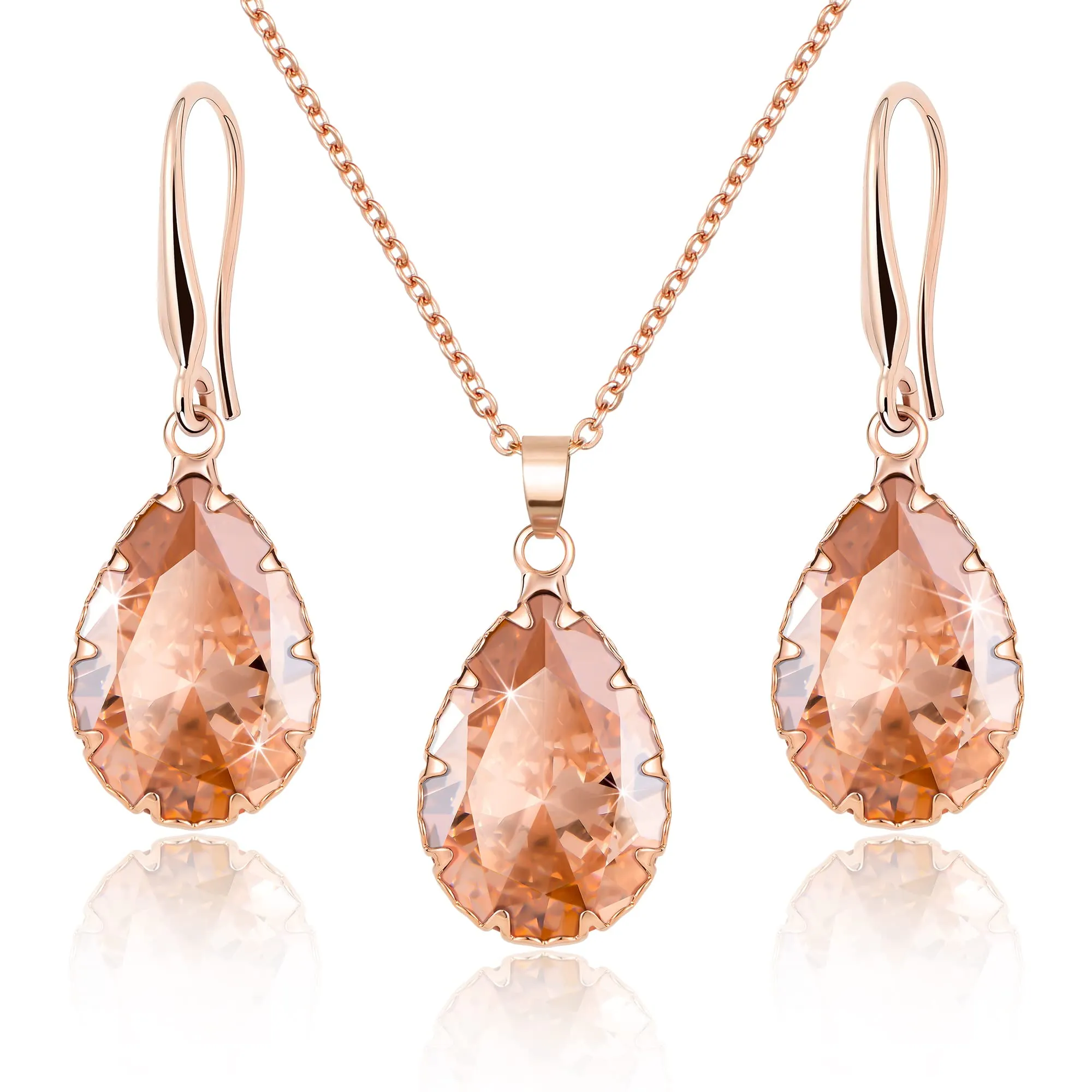Linawe Set di gioielli in cristallo oro rosa con collana e orecchini - immagine 1