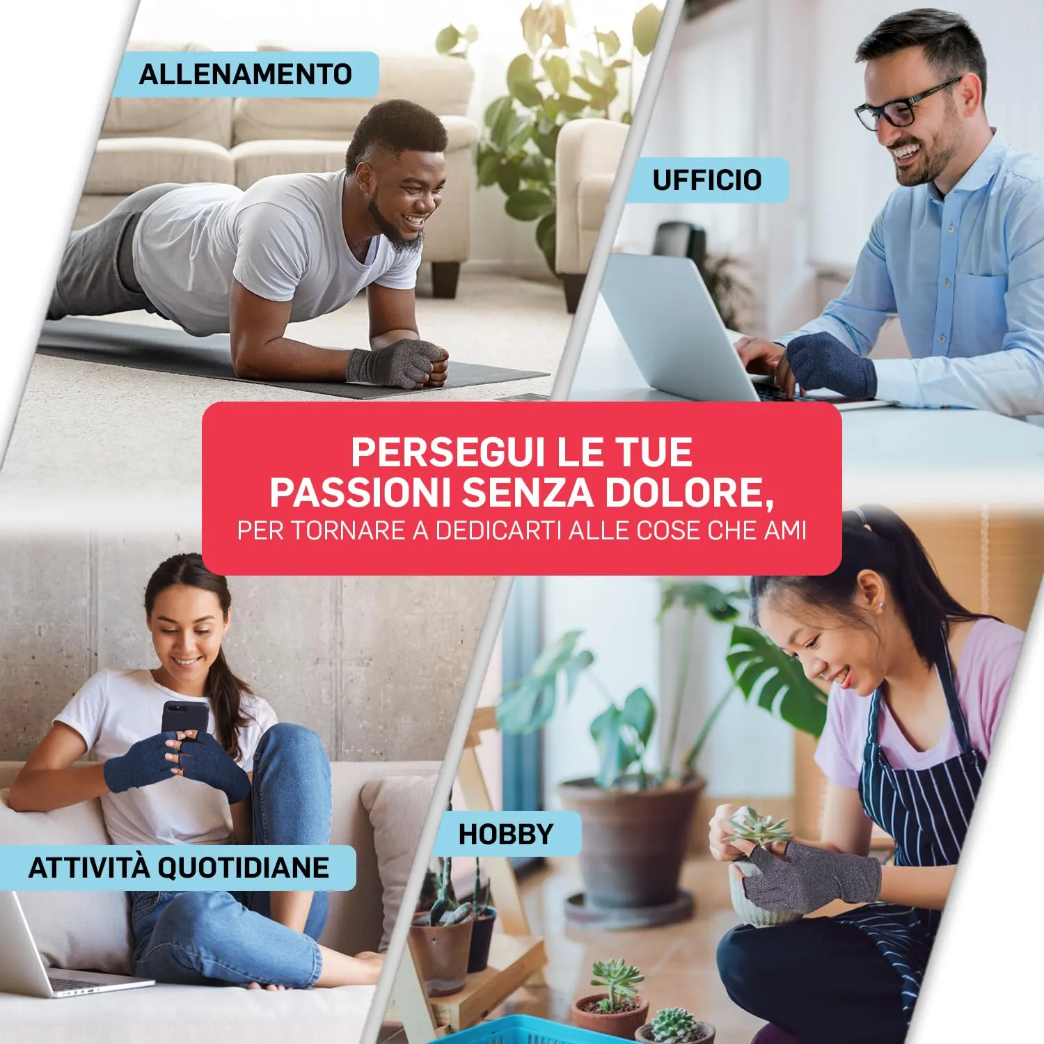 Dr. Arthritis Guanti a Compressione senza Dita per Artrosi, Tunnel Carpale e Sindrome di Raynauds, 4 Paia, Grigio e Blu, Taglia L - immagine 5