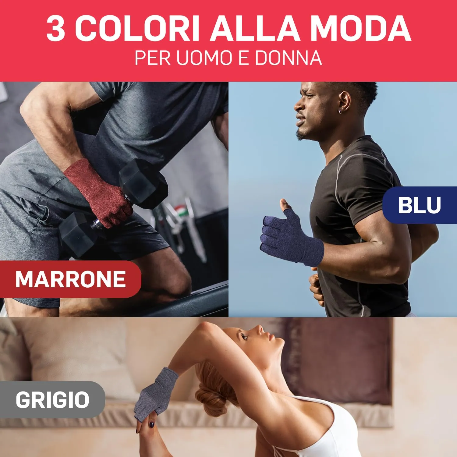 Dr. Arthritis Guanti a Compressione senza Dita per Artrosi, Tunnel Carpale e Sindrome di Raynauds, 4 Paia, Grigio e Blu, Taglia L - immagine 7
