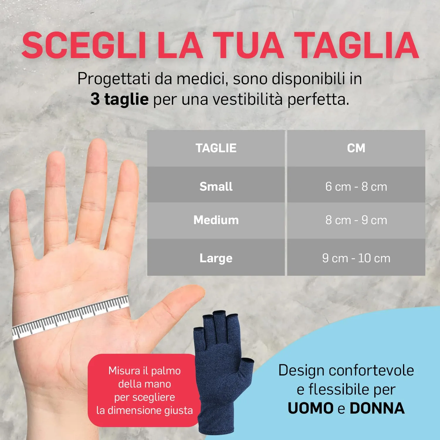 Dr. Arthritis Guanti a Compressione senza Dita per Artrosi, Tunnel Carpale e Sindrome di Raynaud, Blu, Taglia M - immagine 6