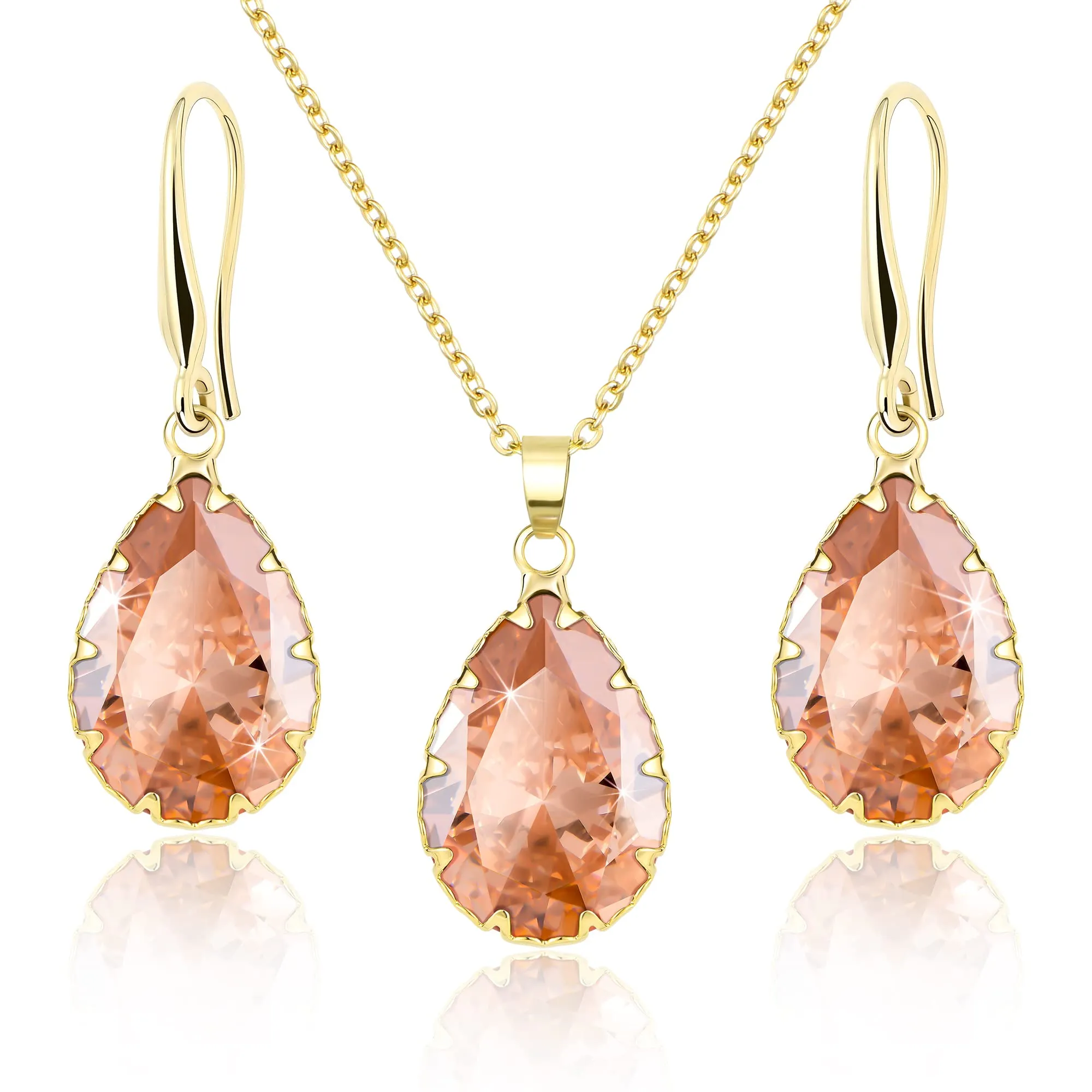 Linawe Set di gioielli in oro giallo con collana e orecchini in cristallo - immagine 1
