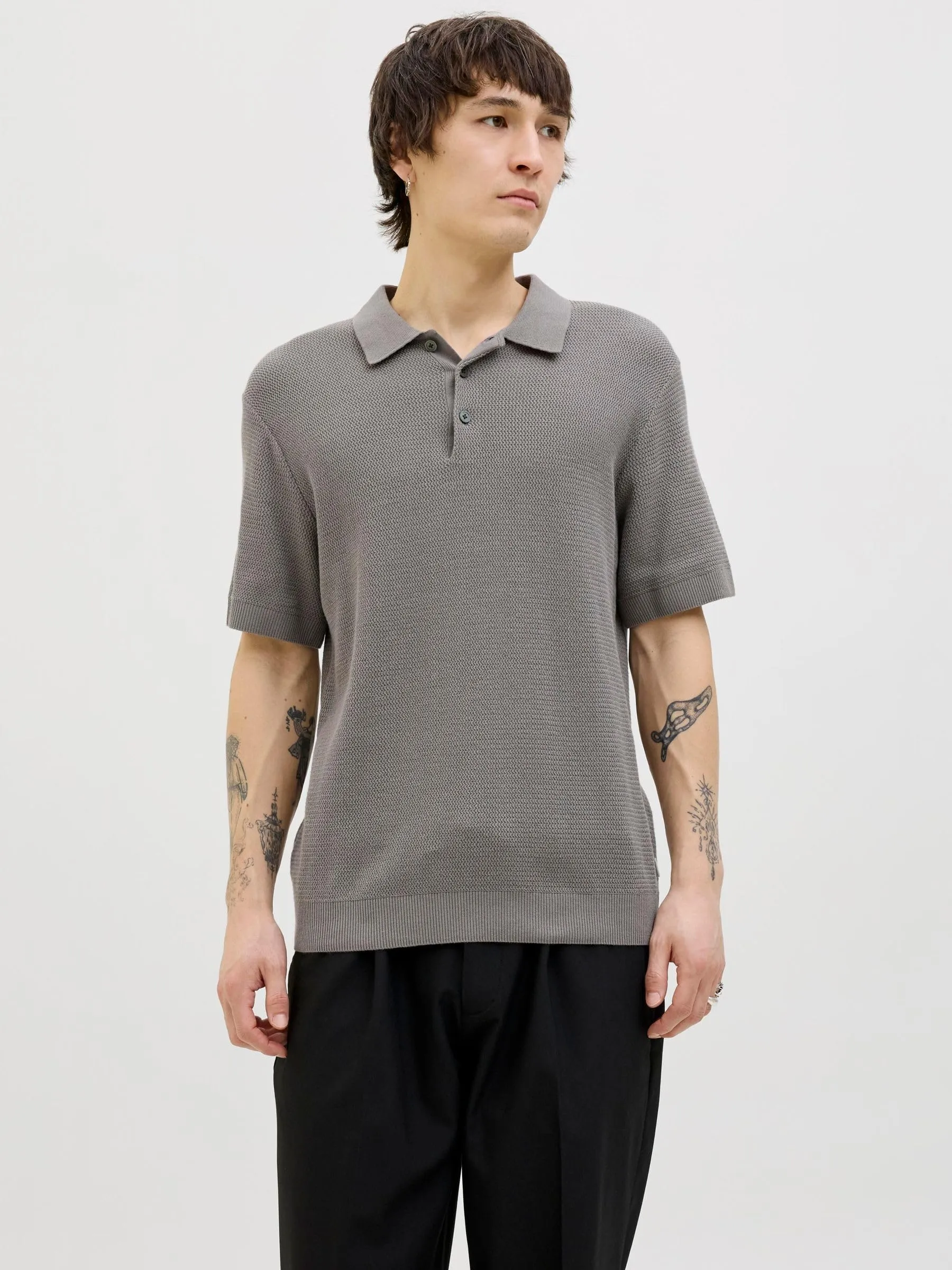 Jack & Jones Jprcccooper Knit Polo, Grigio Steeple, S - immagine 2