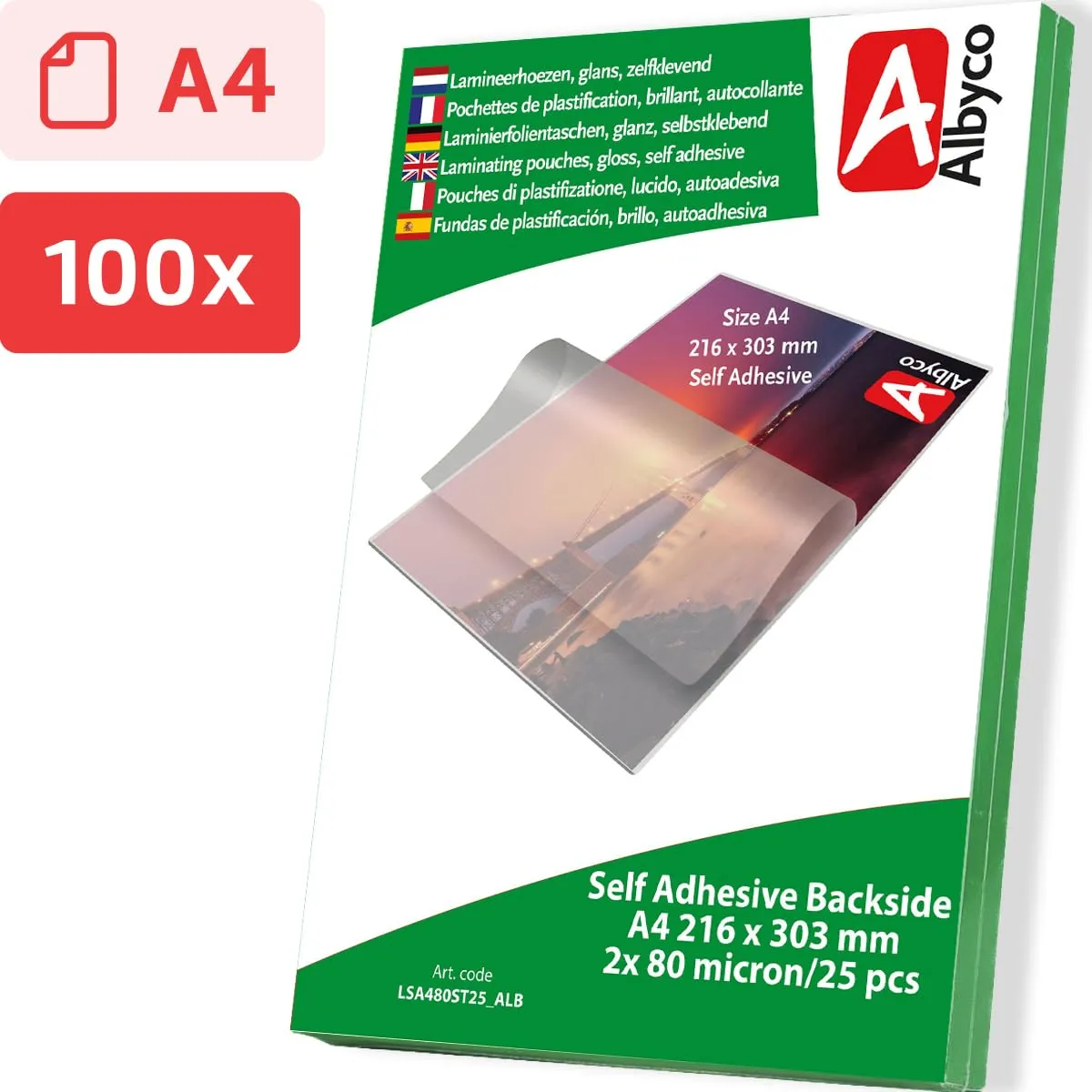 Albyco Pouches Adesive A4 160 Micron, 25 Pezzi - immagine 2