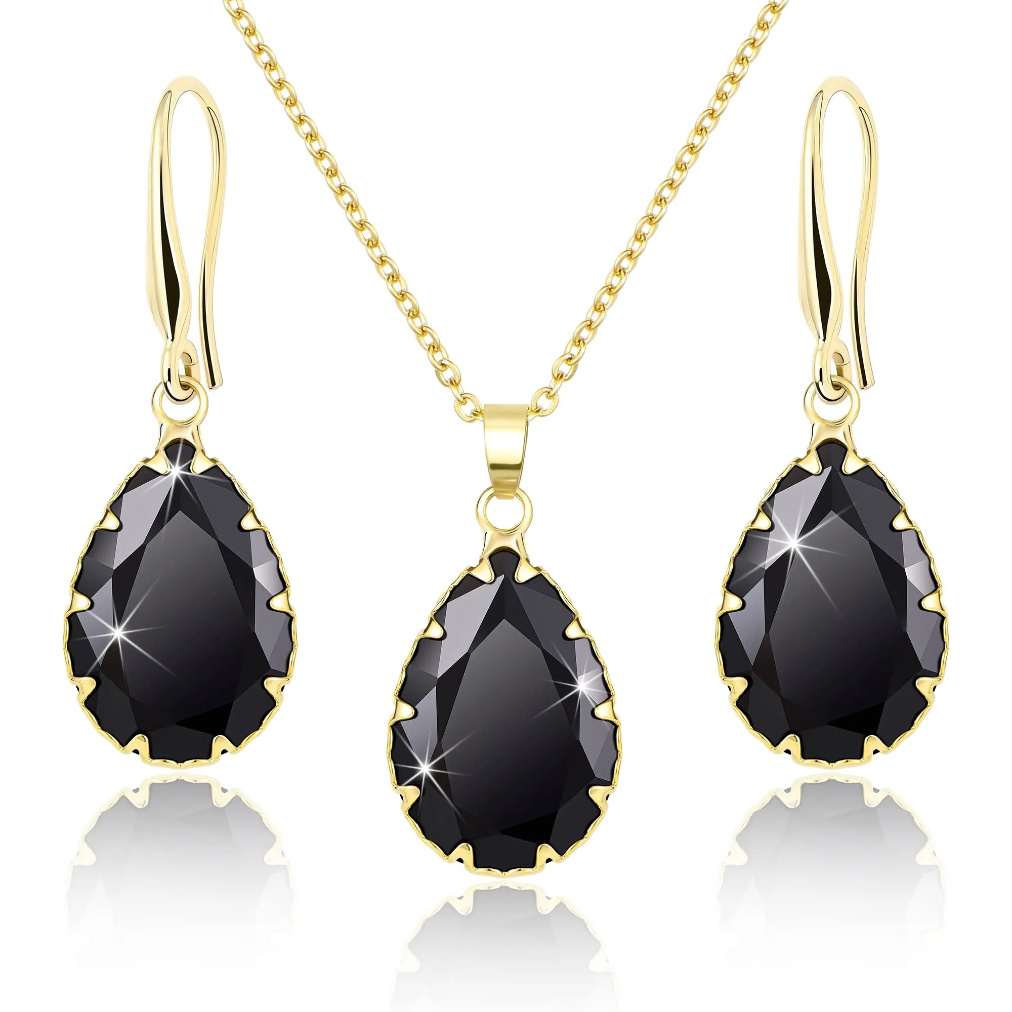 Linawe Set di gioielli con collana e orecchini in oro e nero - immagine 1