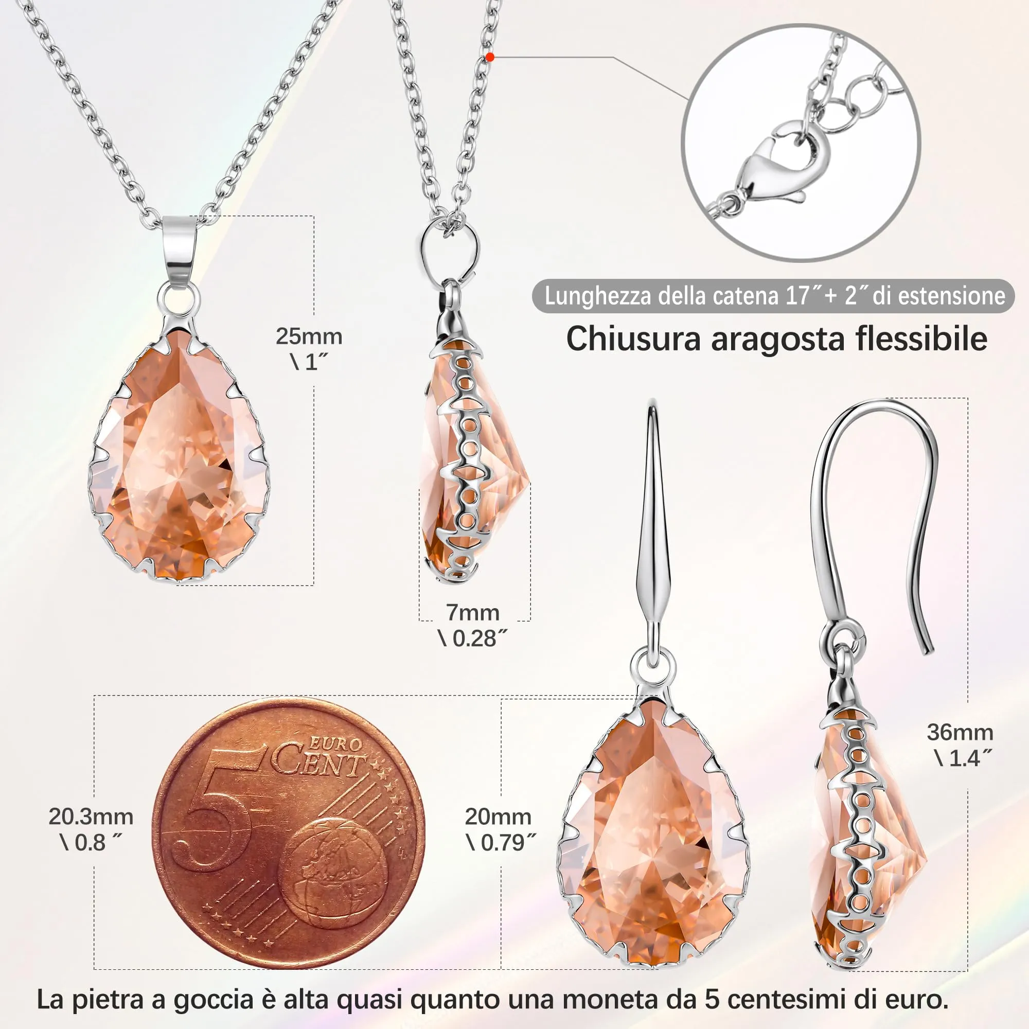 Linawe Set di gioielli da donna con collana e orecchini in argento giallo - immagine 4