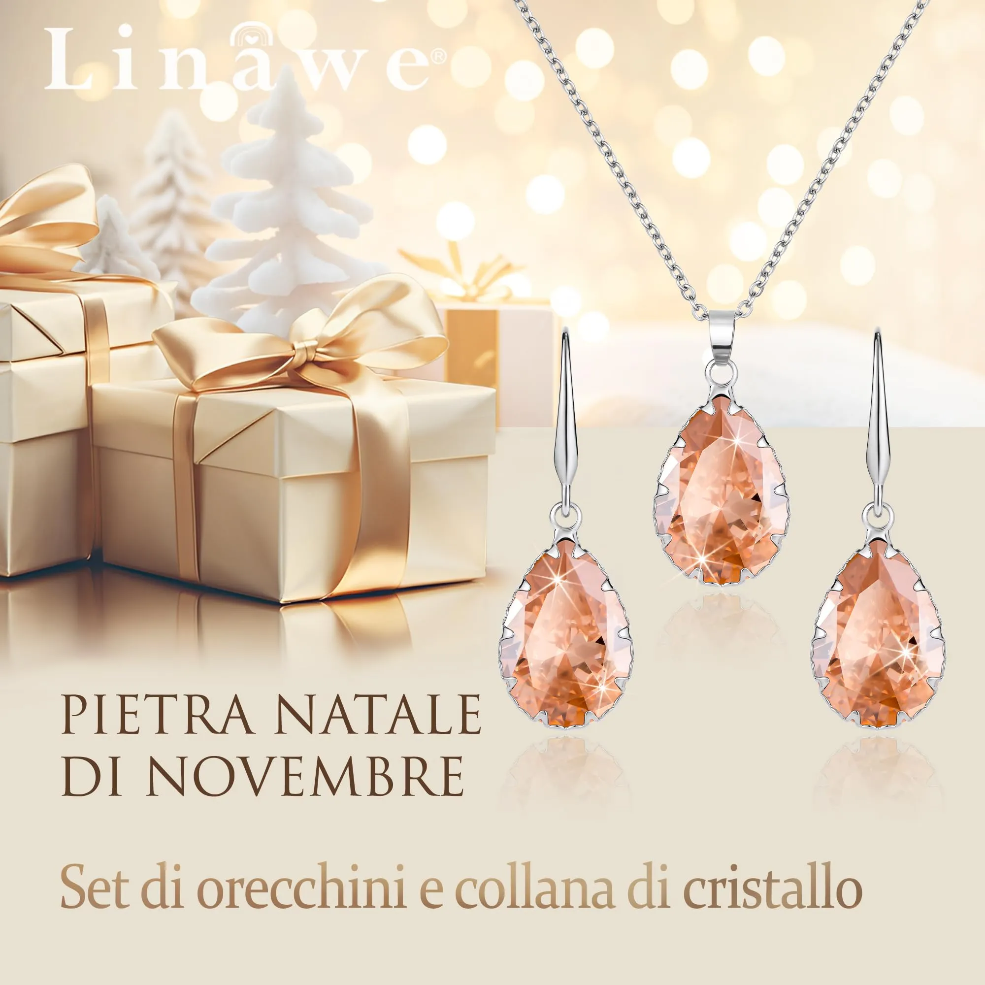 Linawe Set di gioielli da donna con collana e orecchini in argento giallo - immagine 5