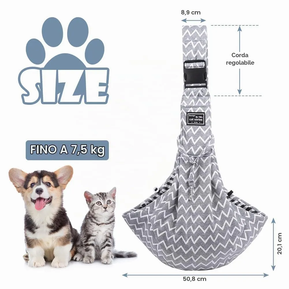 Adiwo Borsa da Viaggio per Cani e Gatti, Reversibile Borsa a Tracolla Regolabile fino a 7.5 kg - immagine 2