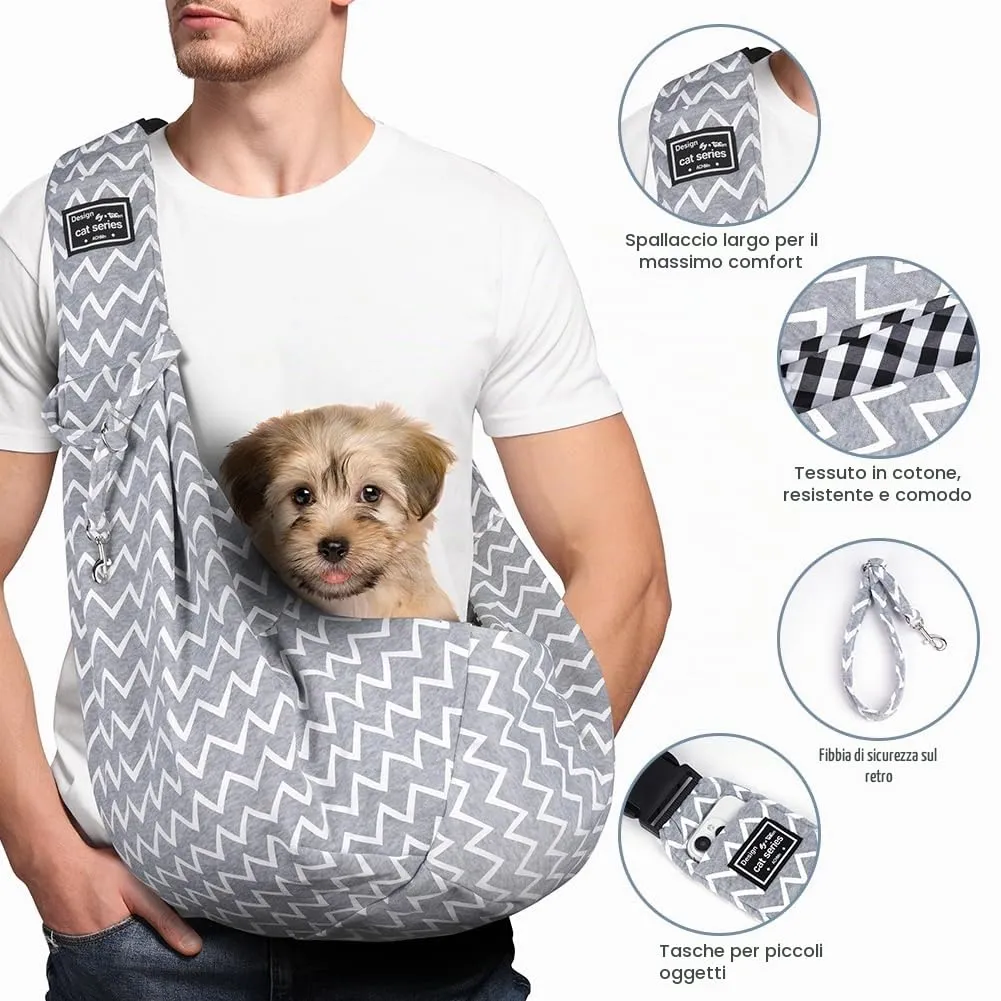 Adiwo Borsa da Viaggio per Cani e Gatti, Reversibile Borsa a Tracolla Regolabile fino a 7.5 kg - immagine 3