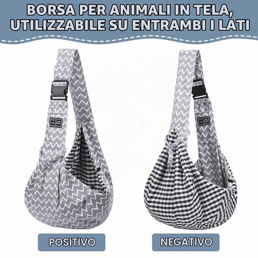 Adiwo Borsa da Viaggio per Cani e Gatti, Reversibile Borsa a Tracolla Regolabile fino a 7.5 kg - immagine 4