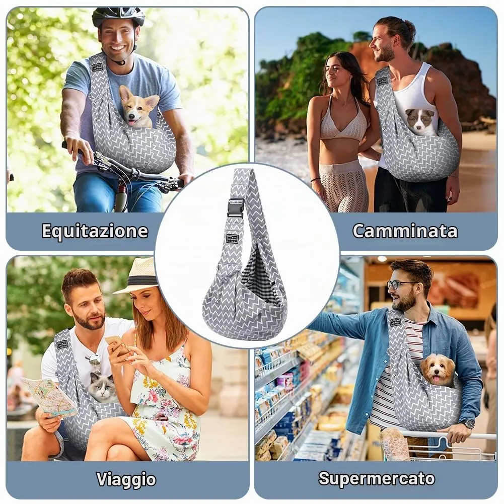 Adiwo Borsa da Viaggio per Cani e Gatti, Reversibile Borsa a Tracolla Regolabile fino a 7.5 kg - immagine 6