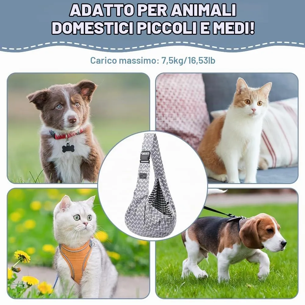 Adiwo Borsa da Viaggio per Cani e Gatti, Reversibile Borsa a Tracolla Regolabile fino a 7.5 kg - immagine 7