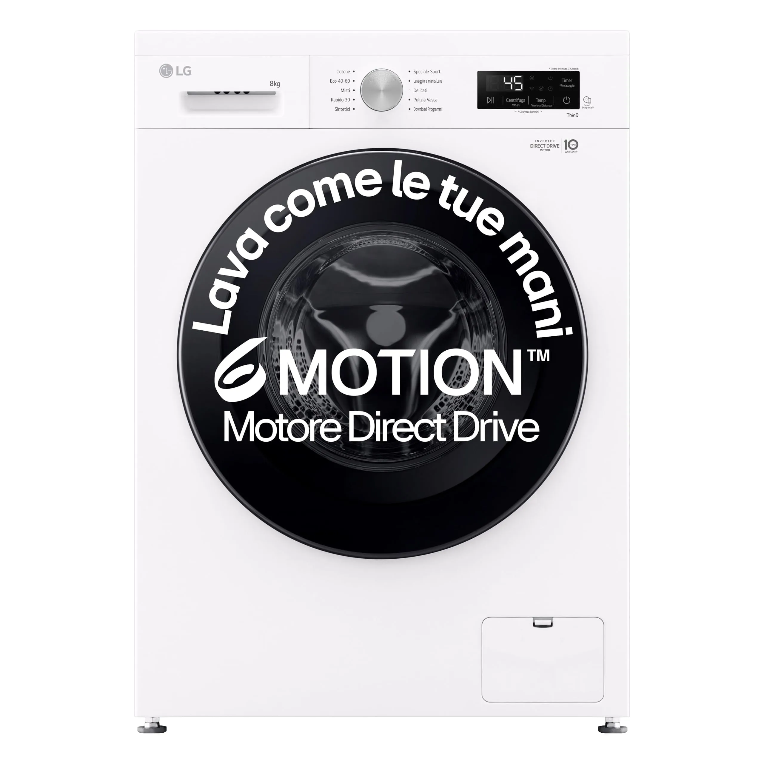 LG F4NX1008NWK Lavatrice 8 kg Carica Frontale Serie X1 Classe A 1400 giri Wi-Fi 6 Motion Direct Drive Steam Allergy Care Essence White - immagine 1