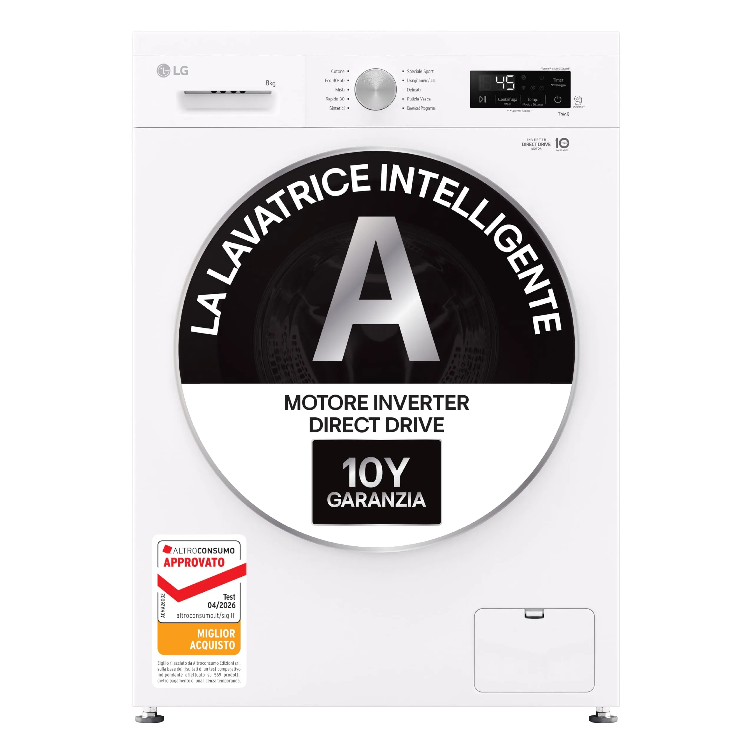 LG F4NX1008NWK Lavatrice 8 kg Carica Frontale Serie X1 Classe A 1400 giri Wi-Fi 6 Motion Direct Drive Steam Allergy Care Essence White - immagine 2