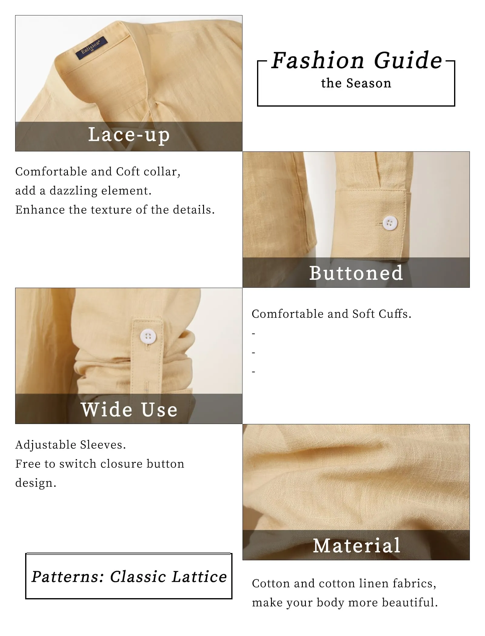 Enlision Camicia in Lino a Maniche Lunghe stile Pirata Vichingo Rinascimentale, Beige, 4XL - immagine 6