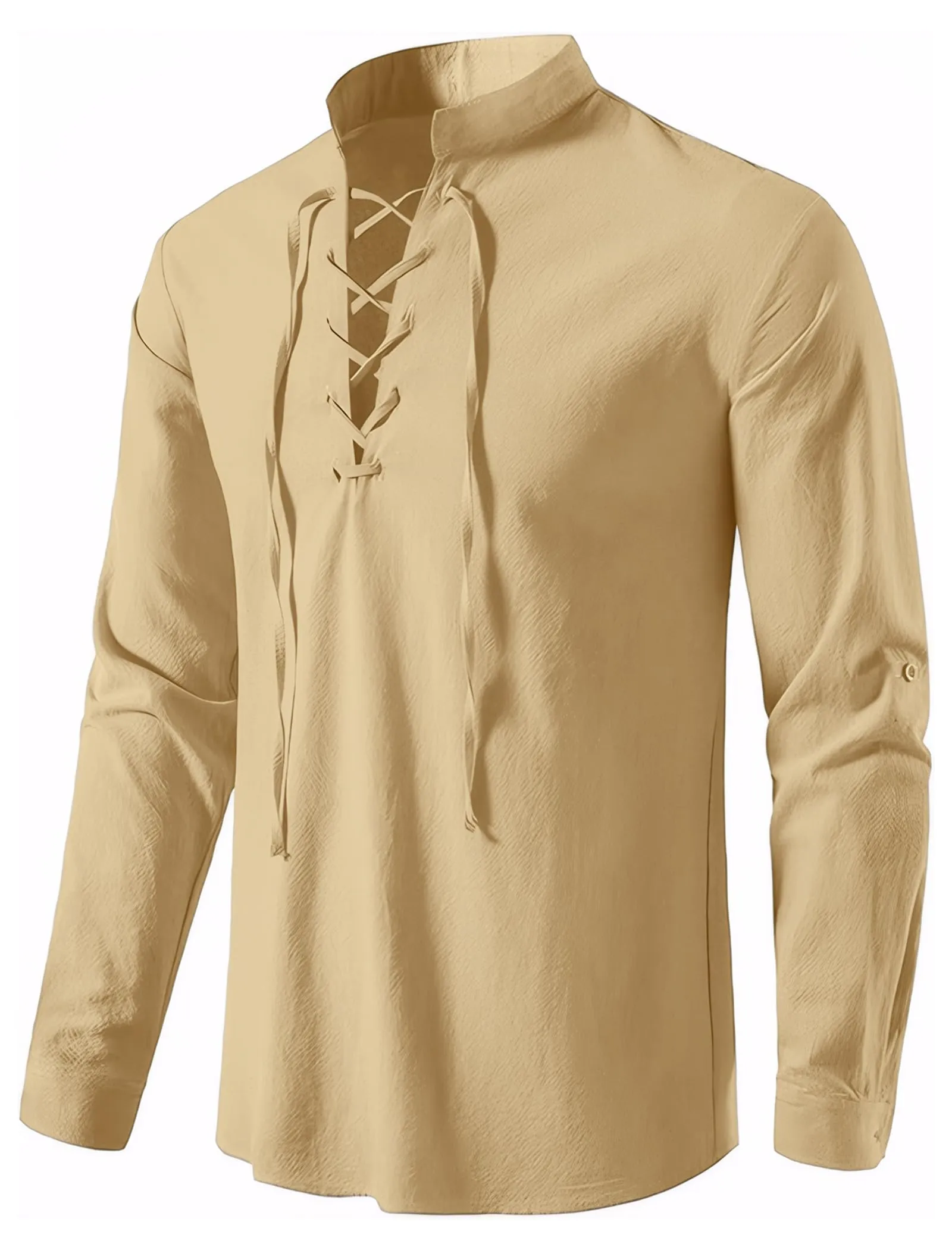 Enlision Camicia Medievale Rinascimentale da Uomo, Beige, 2XL - immagine 4