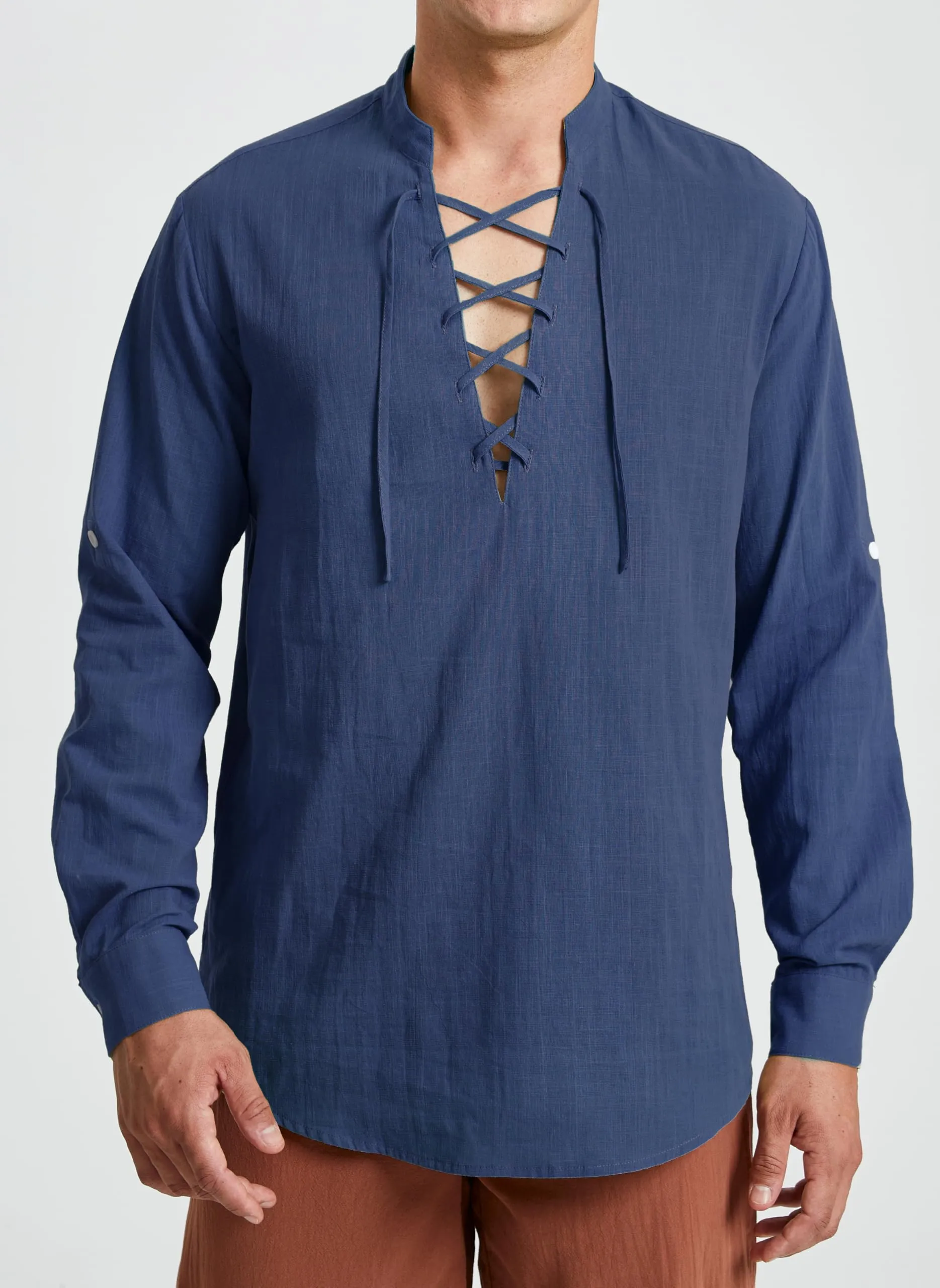 Enlision Camicia Pirata Medievale in Lino per Uomo, Marina Militare, 3XL - immagine 4