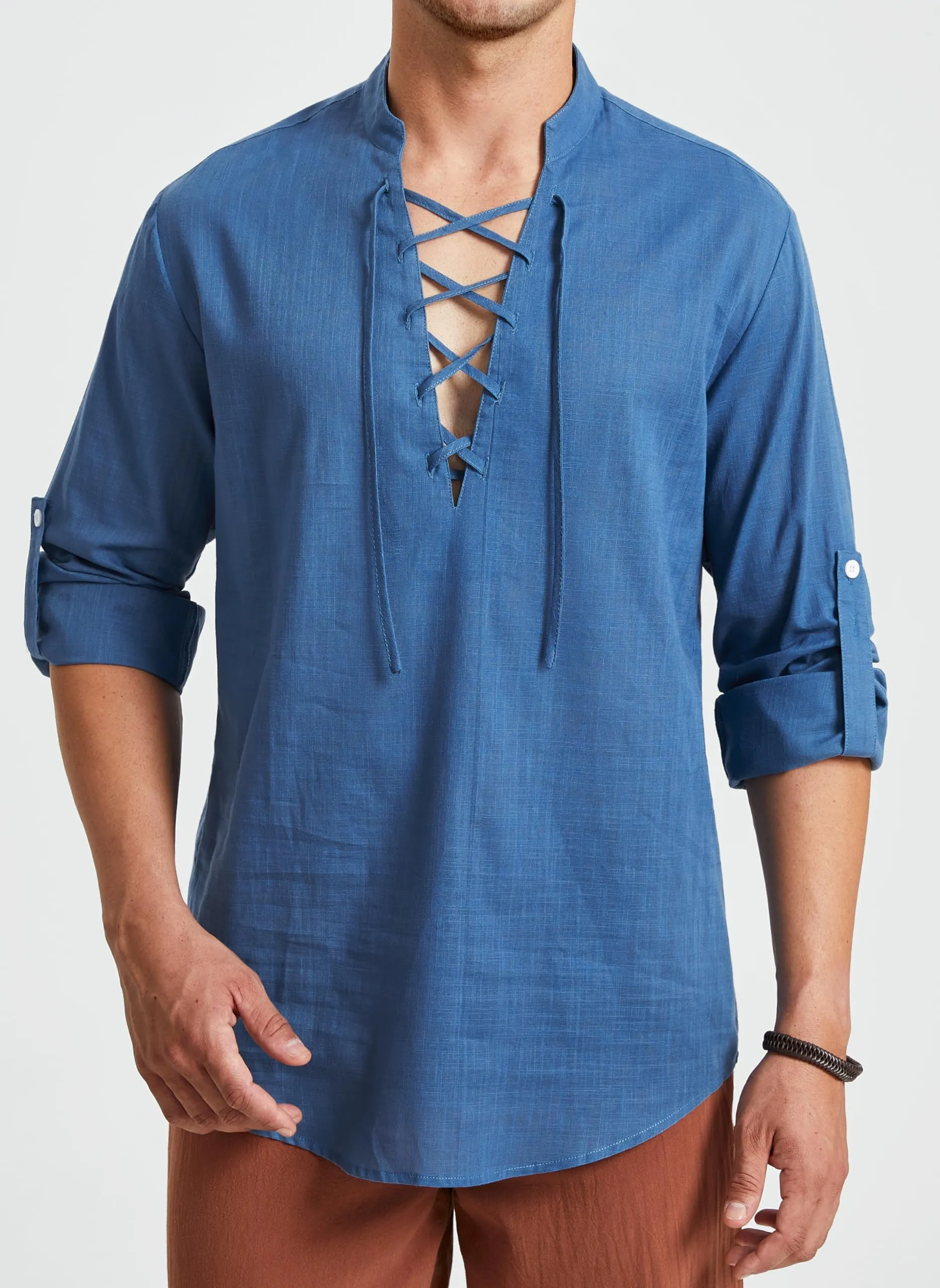 Enlision Camicia Medievale Rinascimentale da Uomo, Blu, 2XL - immagine 2