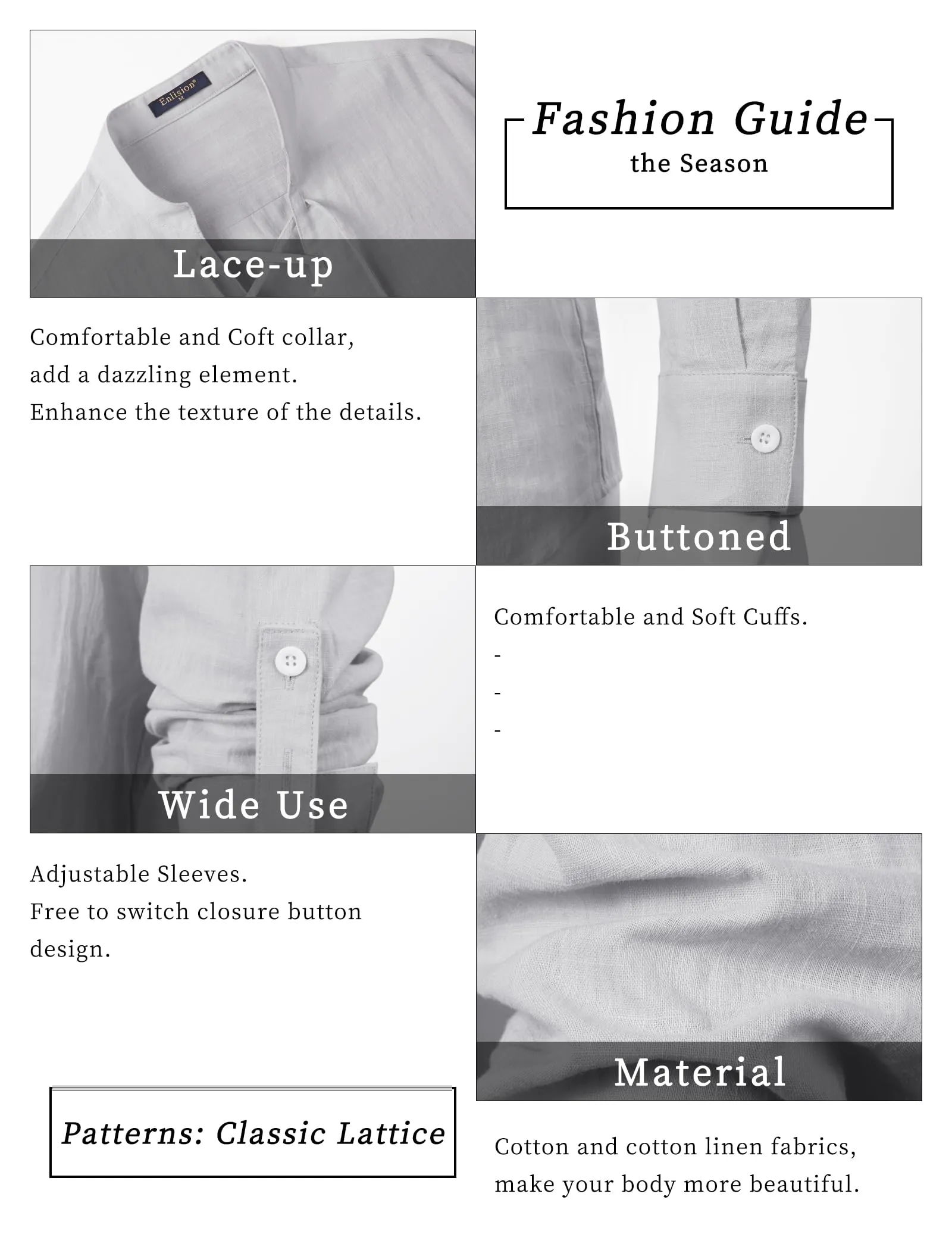 Enlision Camicia in Lino a Maniche Lunghe stile Pirata Vichingo Rinascimentale, Grigio Chiaro, 4XL - immagine 5