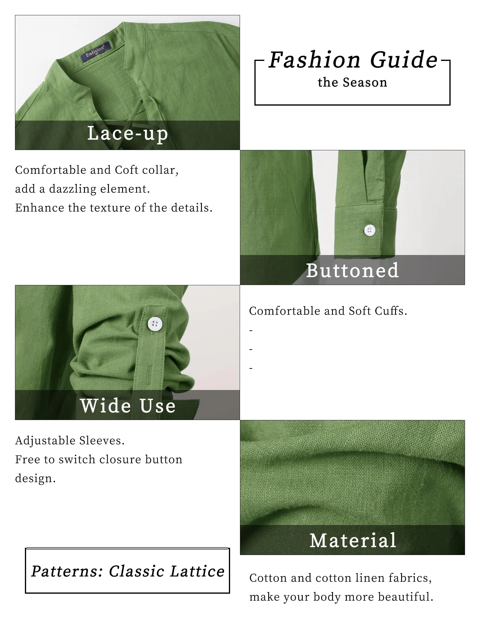 Enlision Camicia Medievale da Uomo in Lino Verde Militare 3XL - immagine 4