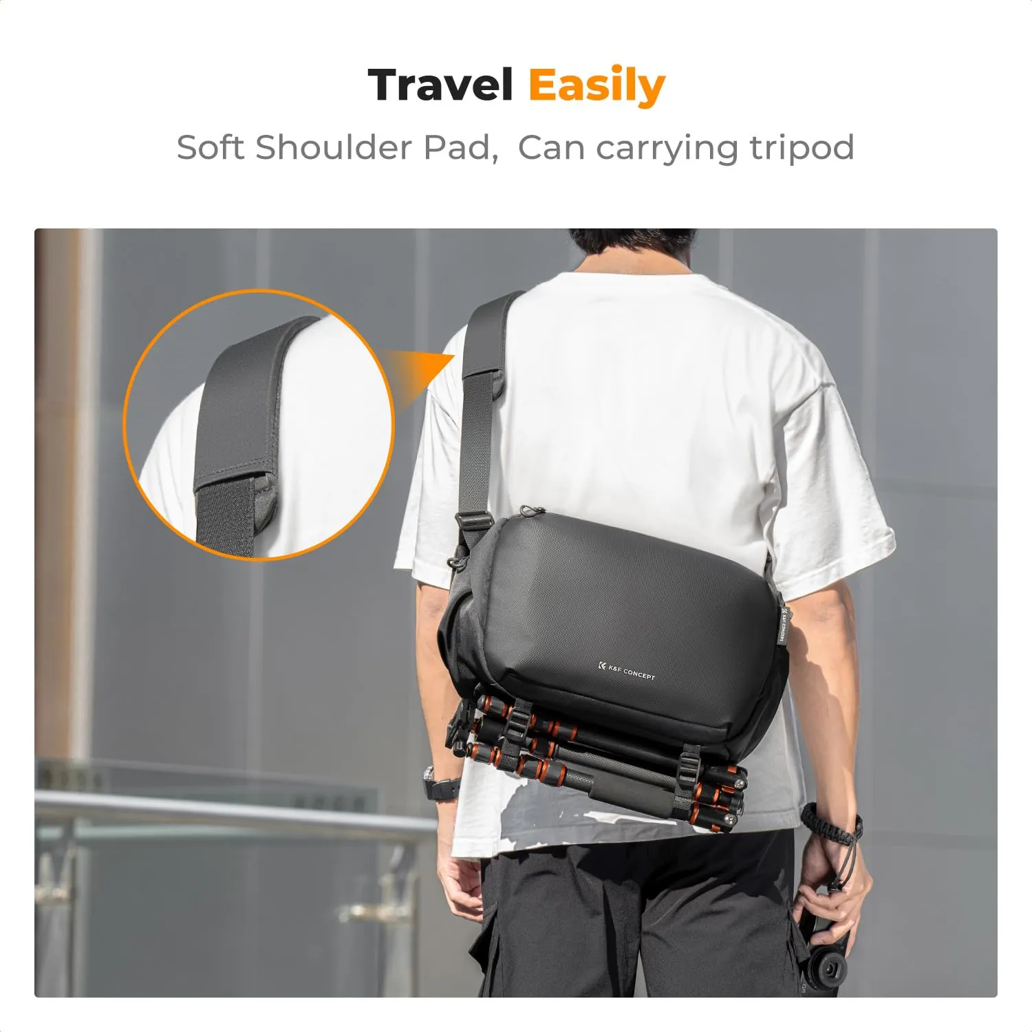 K&F Concept Borsa Foto Tracolla Impermeabile Antiurto 33cm Nero - immagine 5