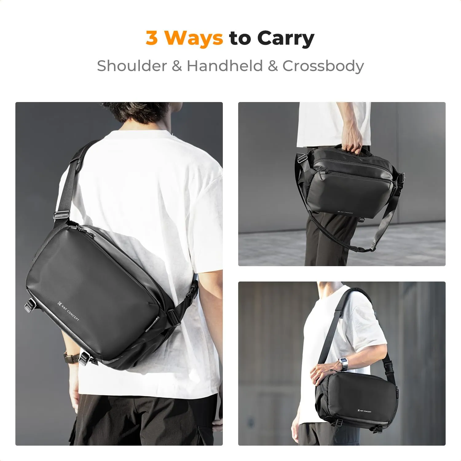 K&F Concept Borsa Foto Tracolla Impermeabile Antiurto 33cm Nero - immagine 8