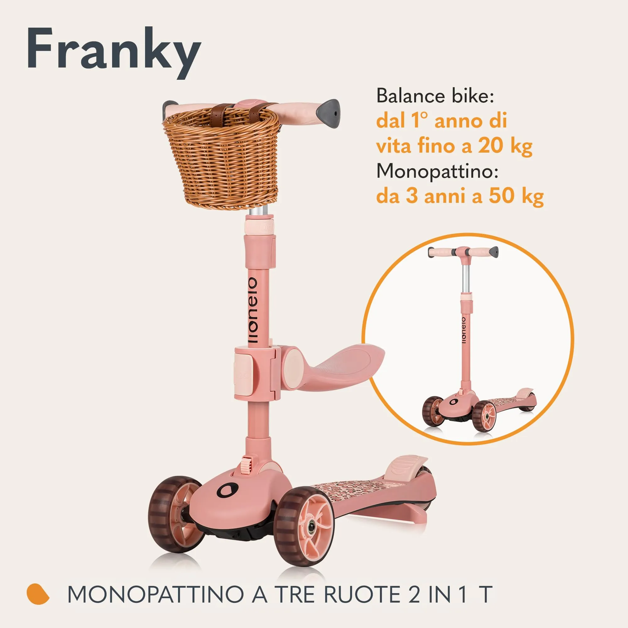 Lionelo Franky 2 in 1 Bicicletta e Monopattino per Bambini fino a 50 kg - immagine 2