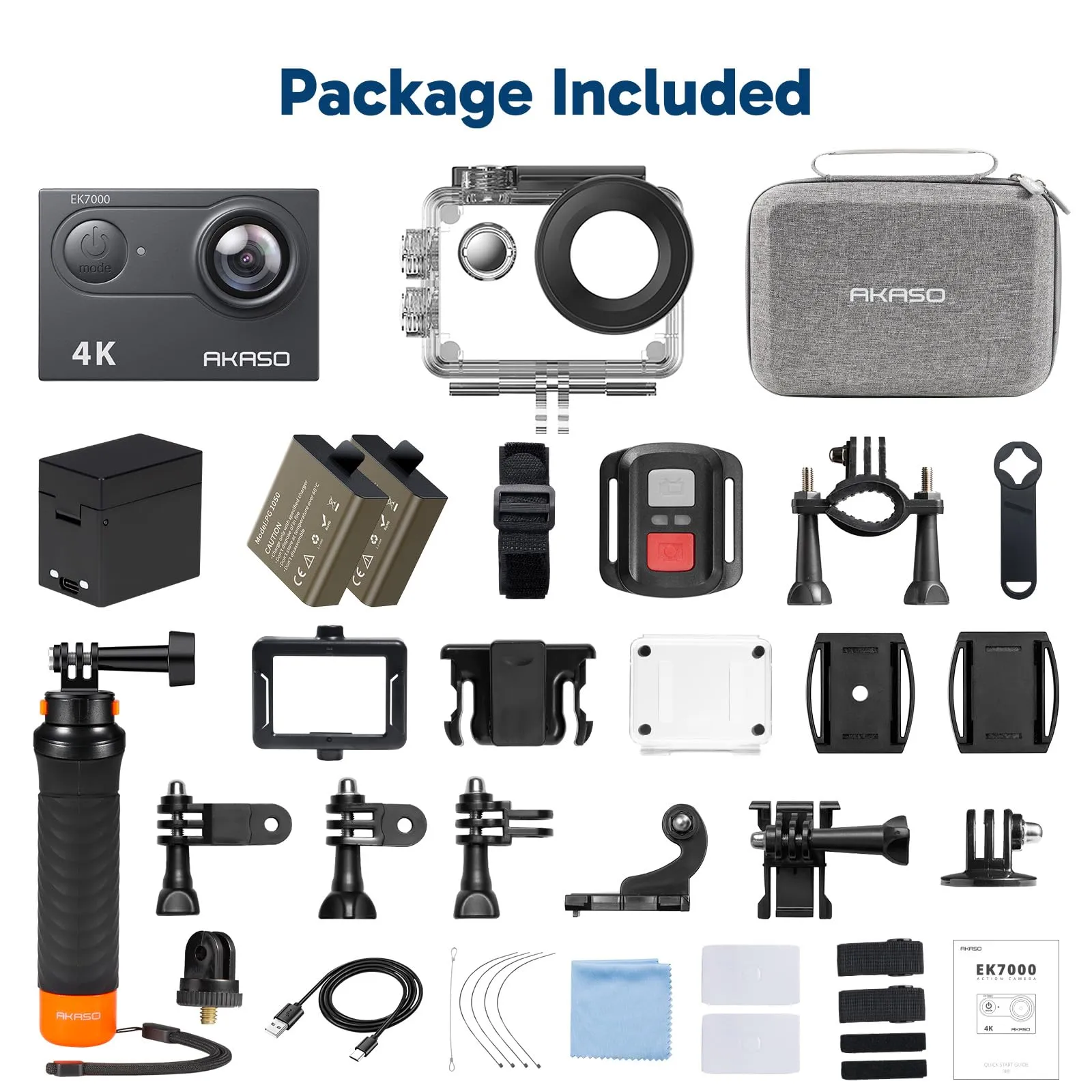 AKASO EK7000 Action Cam 4K 30FPS con Impugnatura Galleggiante e Custodia - immagine 9