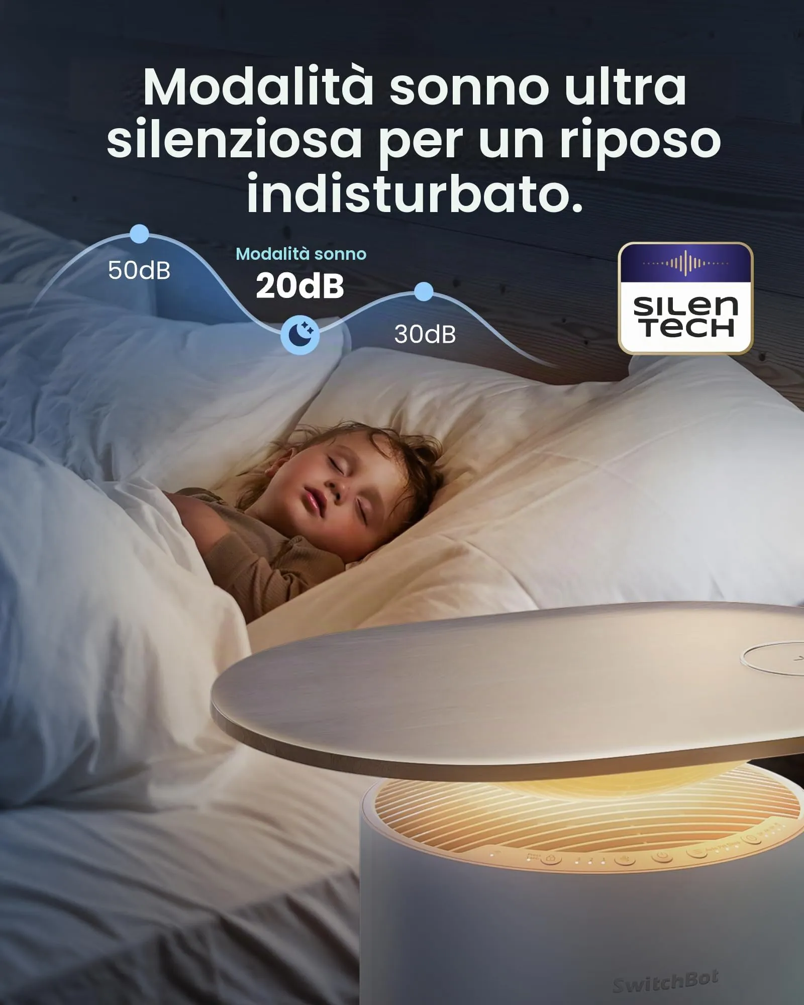 SwitchBot Purificatore d'aria con App, CADR 400m³/h, Filtro HEPA, Modalità Sonno 20dB, Bianco - immagine 8