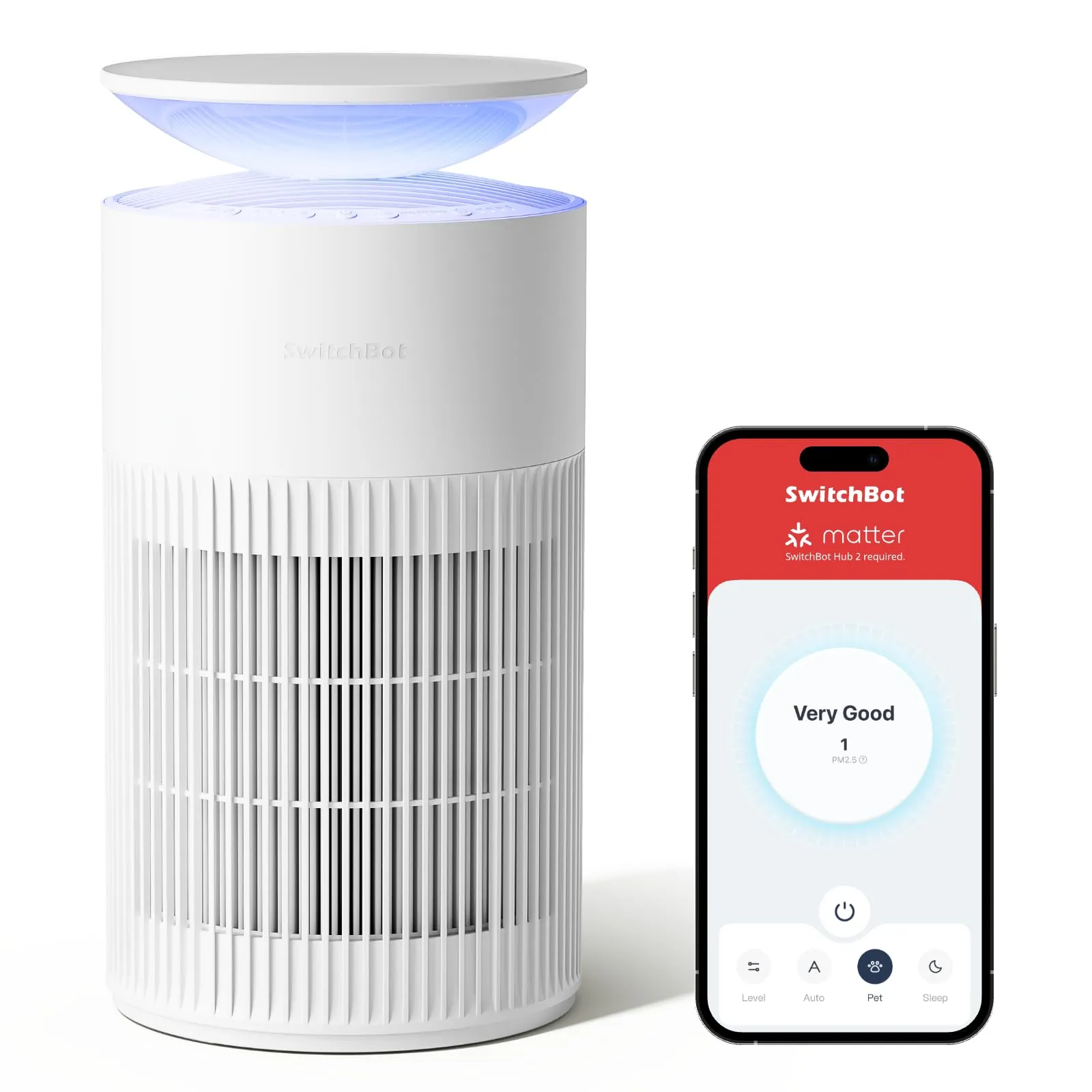 SwitchBot Purificatore d'aria con App, CADR 400m³/h, Filtro HEPA, Luce Notturna - immagine 1