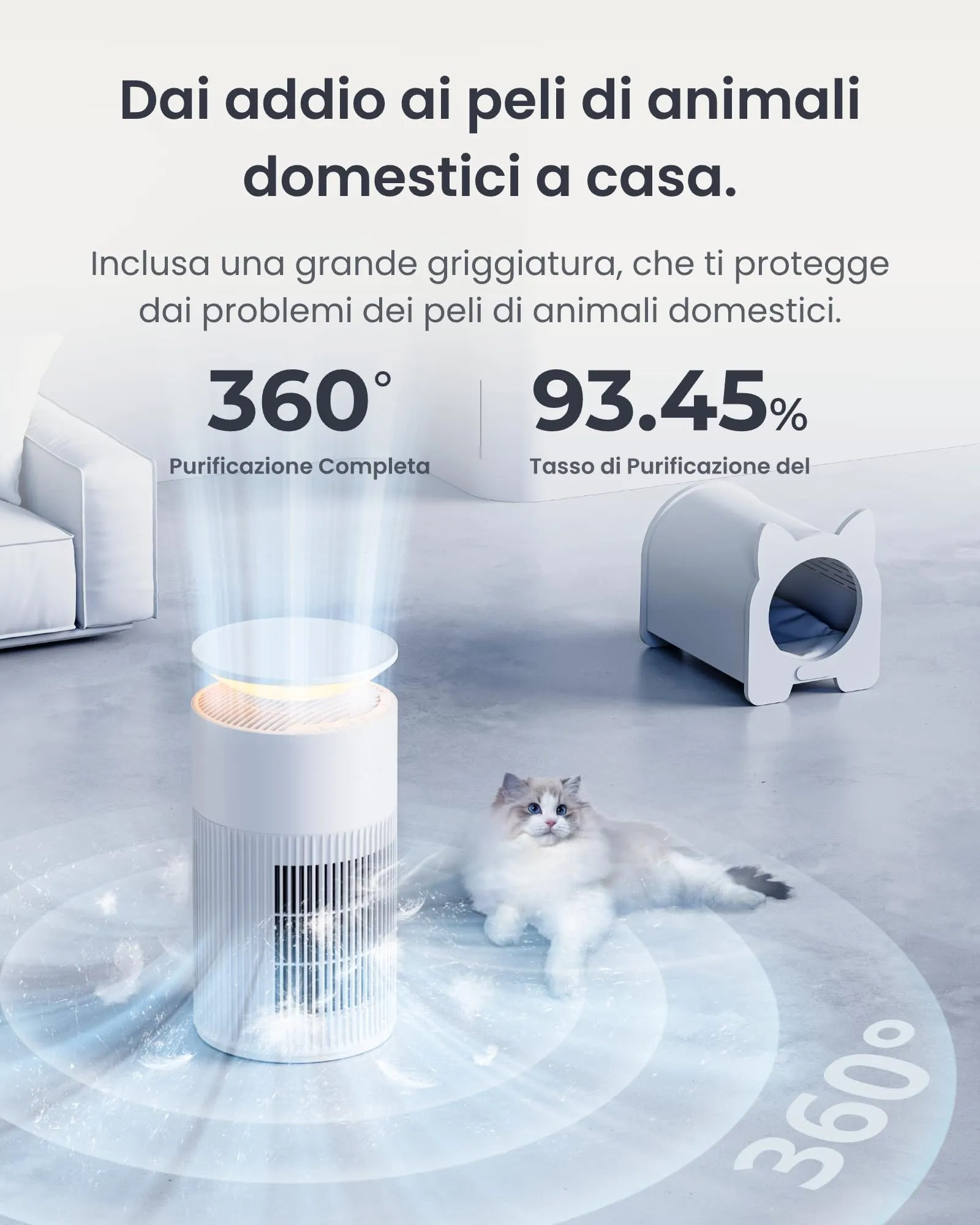 SwitchBot Purificatore d'aria con App, CADR 400m³/h, Filtro HEPA, Luce Notturna - immagine 3