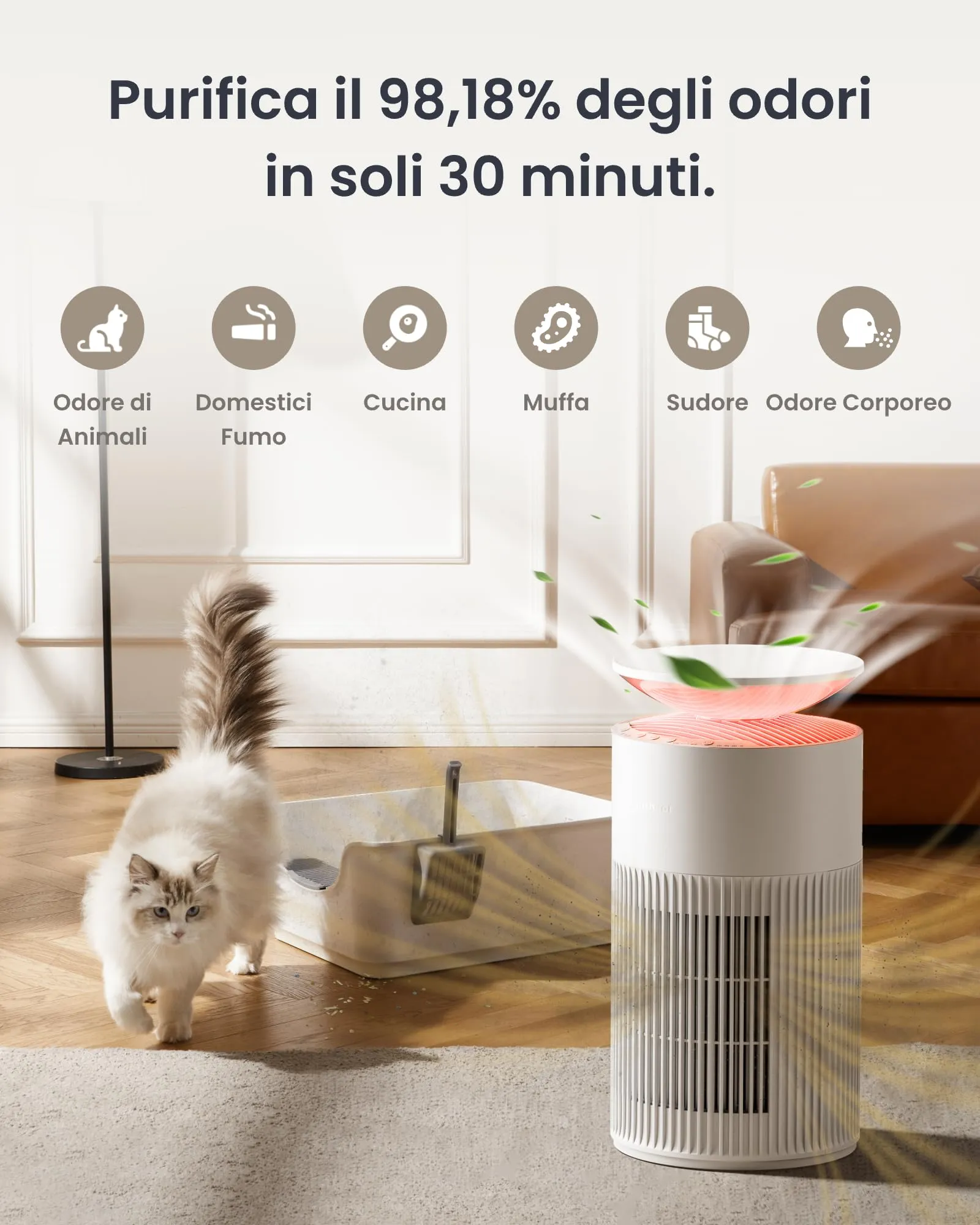 SwitchBot Purificatore d'aria con App, CADR 400m³/h, Filtro HEPA, Luce Notturna - immagine 6