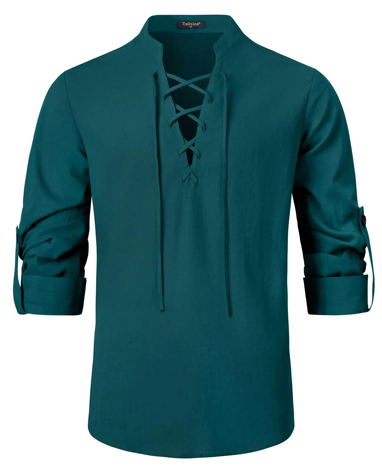 Enlision Camicia Medievale da Uomo Rinascimentale Costume da Pirata Vichingo Verde Acqua 2XL - immagine 1