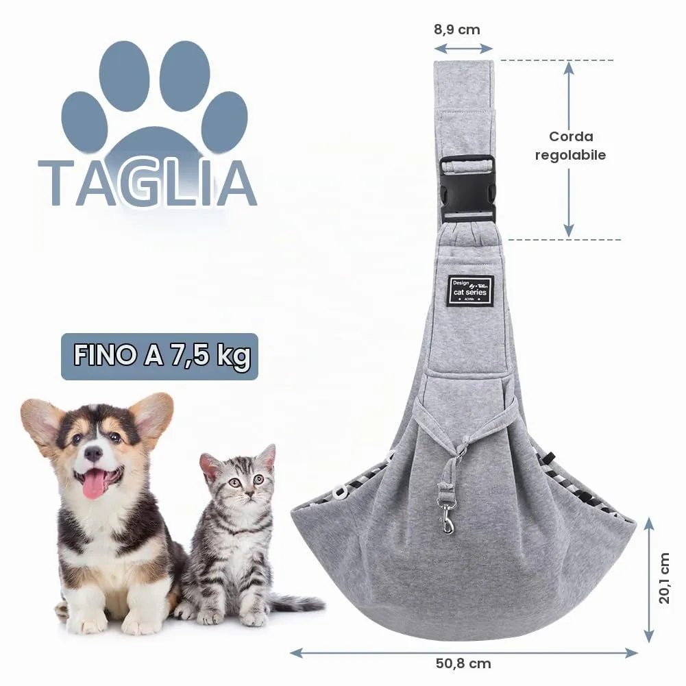 Adiwo Borsa da Viaggio per Cani e Gatti, Reversibile e Regolabile, fino a 7.5 kg - immagine 2