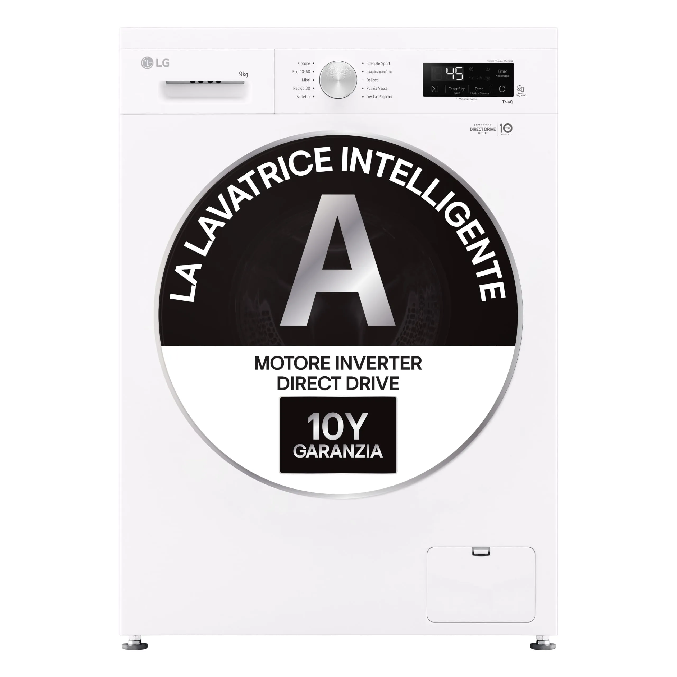 LG F4NX1009NWB Lavatrice 9 kg Carica Frontale Serie X1 Classe A 1400 giri Wi-Fi 6 Motion Direct Drive Allergy Care Essence White - immagine 2
