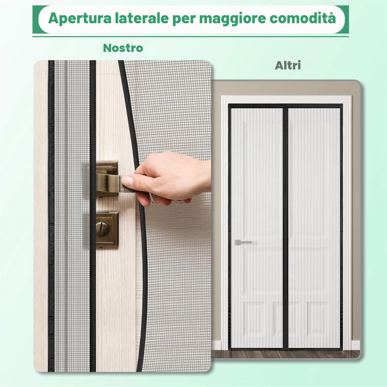 ESMAYULO Zanzariera Porta Apertura Laterale 80x210 cm, Chiusura Automatica, Nero - immagine 2