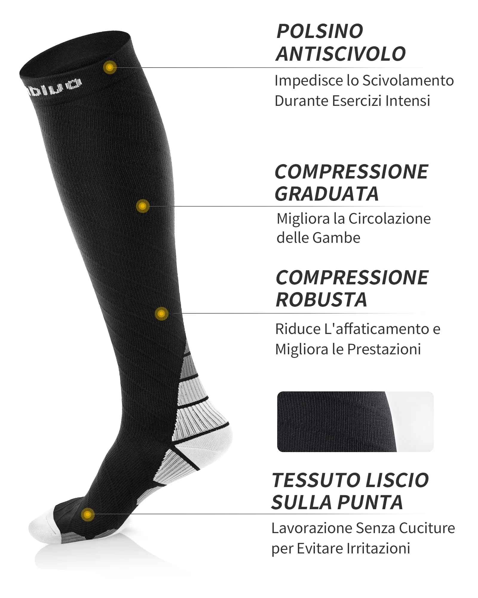 CAMBIVO Calze a Compressione Graduata Donna e Uomo 20-30 mmHg, 2 Paia - immagine 3