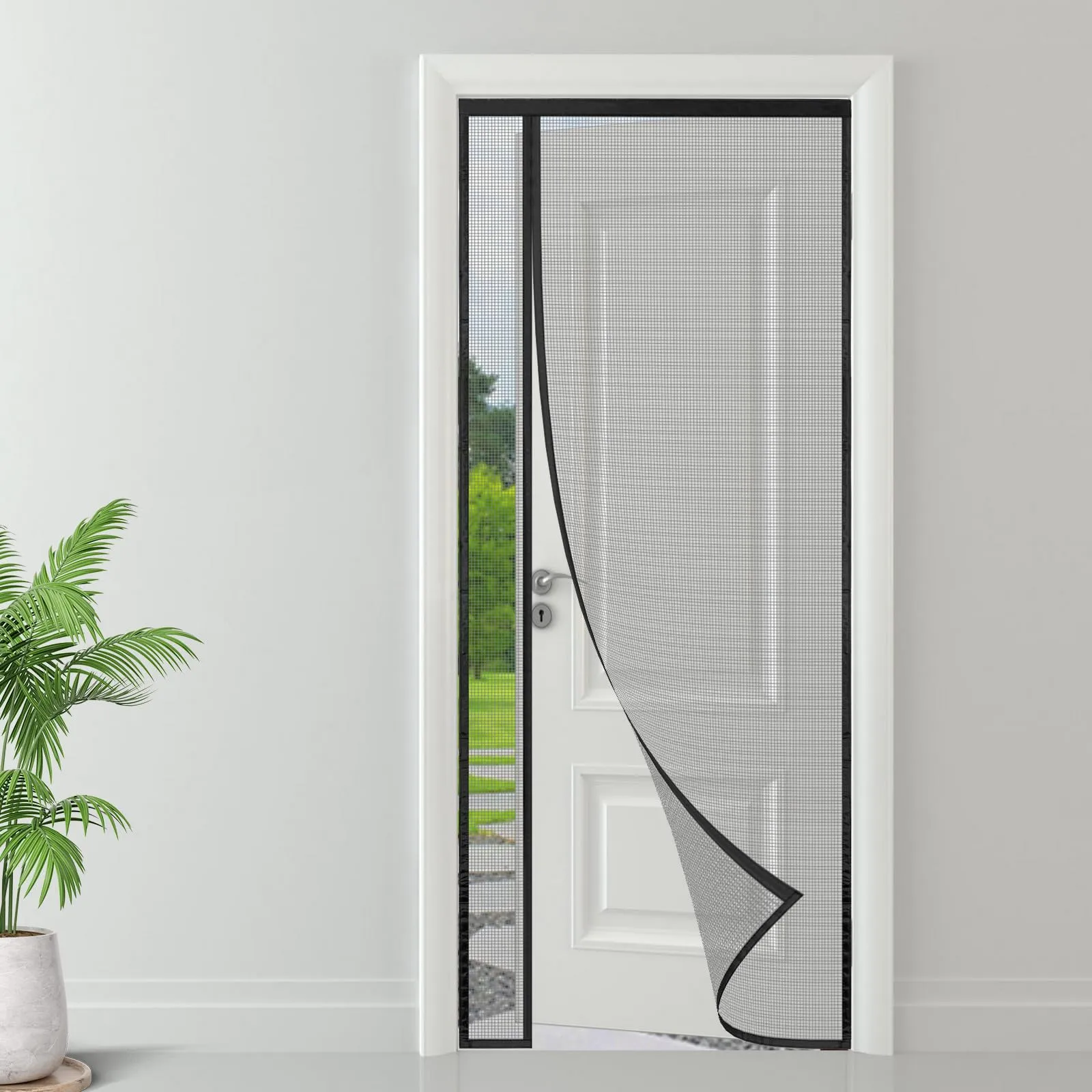 ESMAYULO Zanzariera Porta Apertura Laterale 90x200 cm, Chiusura Automatica, Nero - immagine 1