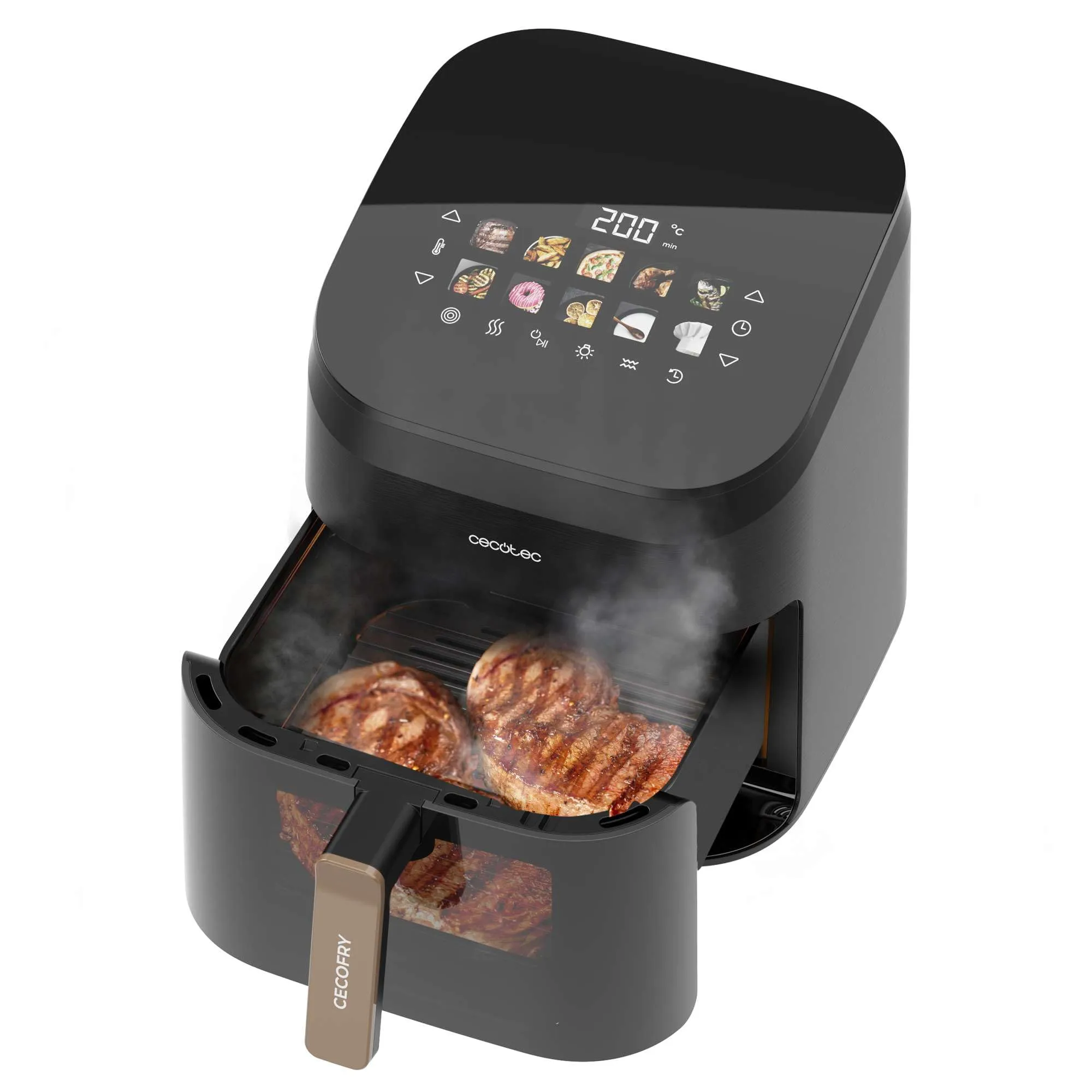 Cecotec Cecofry&Grill Smokin' 6500 Friggitrice ad Aria 6.5 Litri, 2200W, Piastra Grill e Affumicatore Integrato - immagine 2
