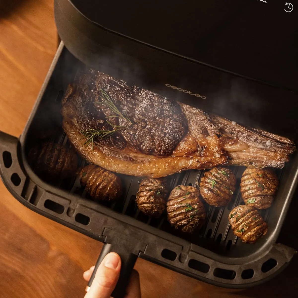 Cecotec Cecofry&Grill Smokin' 6500 Friggitrice ad Aria 6.5 Litri, 2200W, Piastra Grill e Affumicatore Integrato - immagine 12